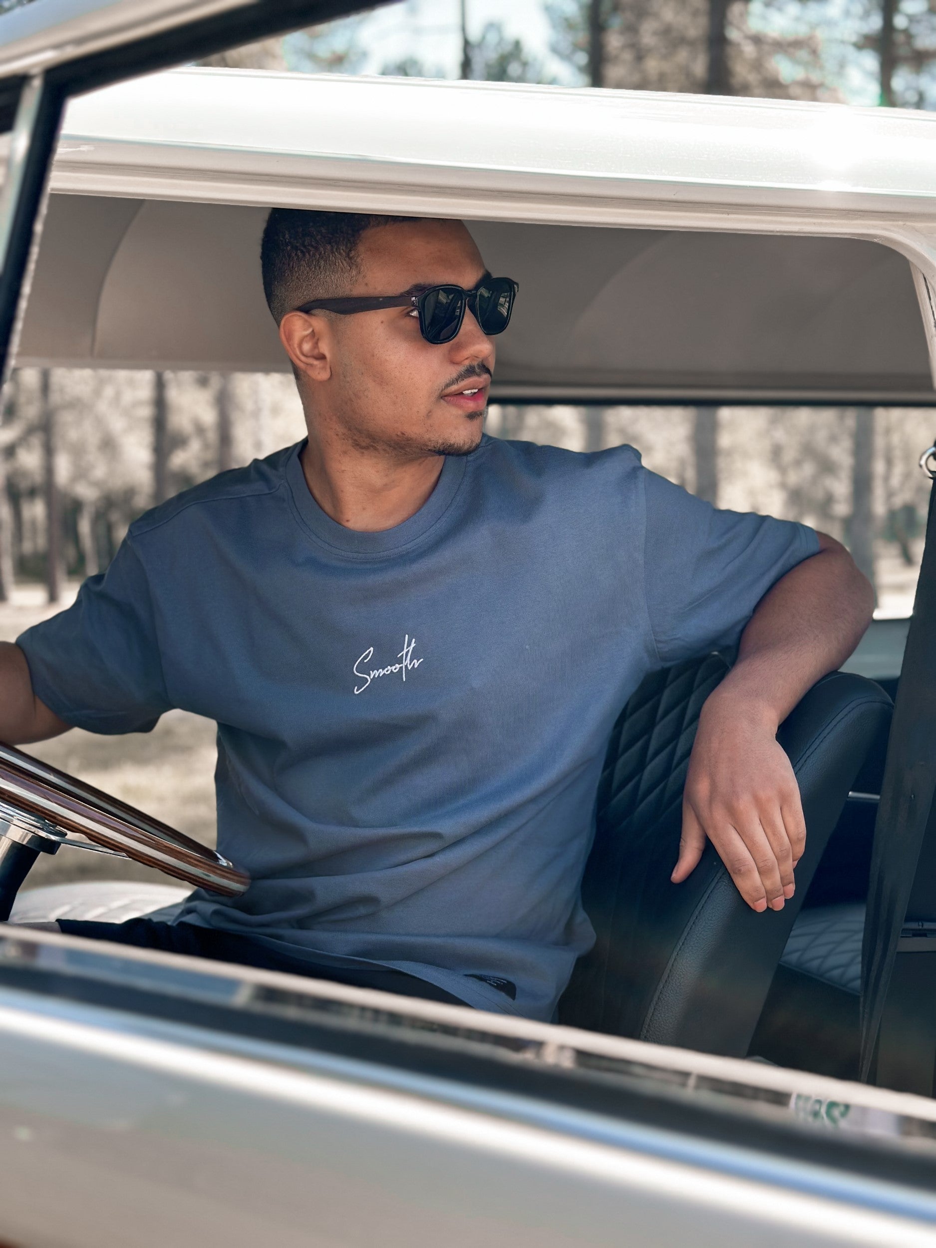 Vintage Blue Heavy T / Signature White Men