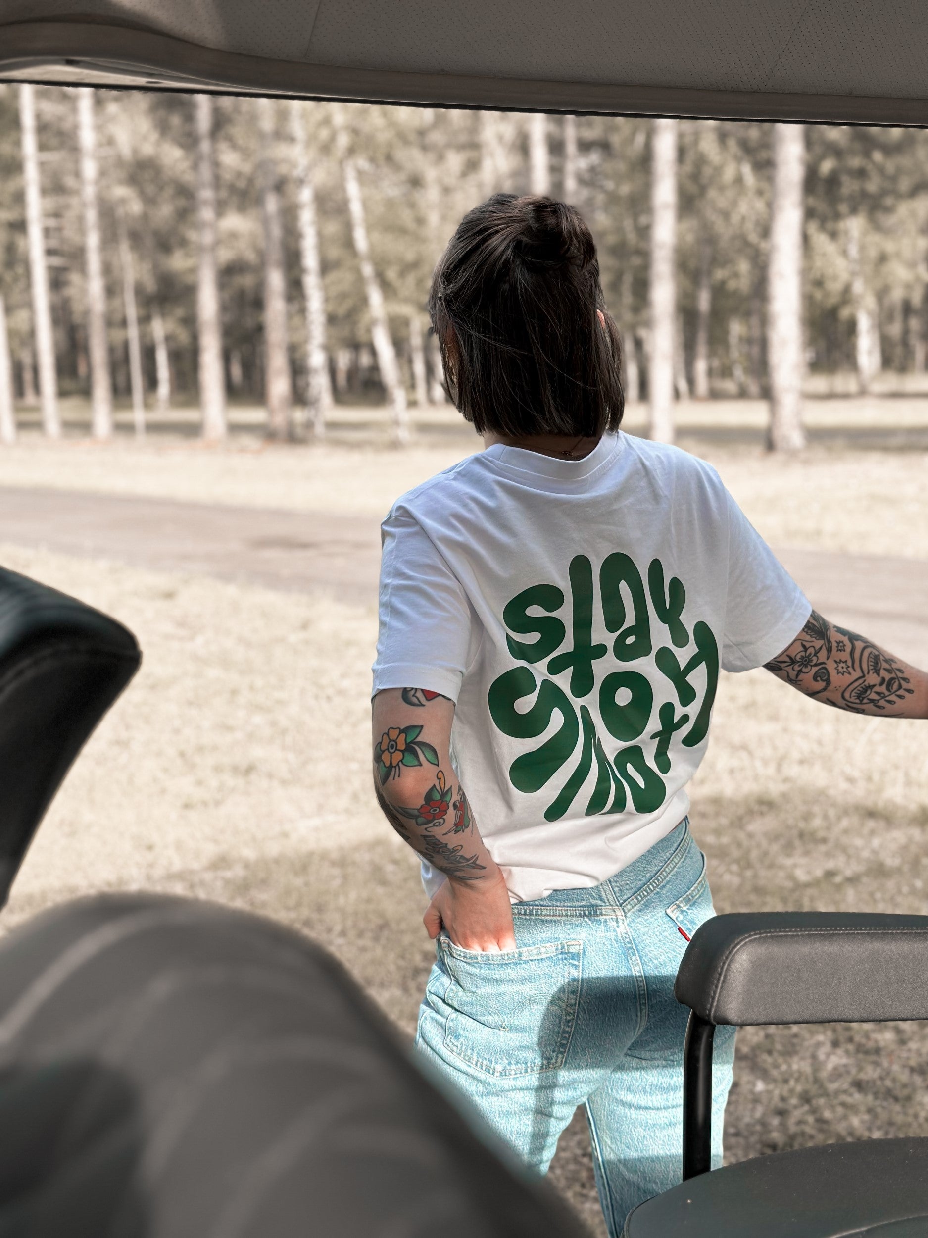 White T / Stay Smooth Green Front+Back Women