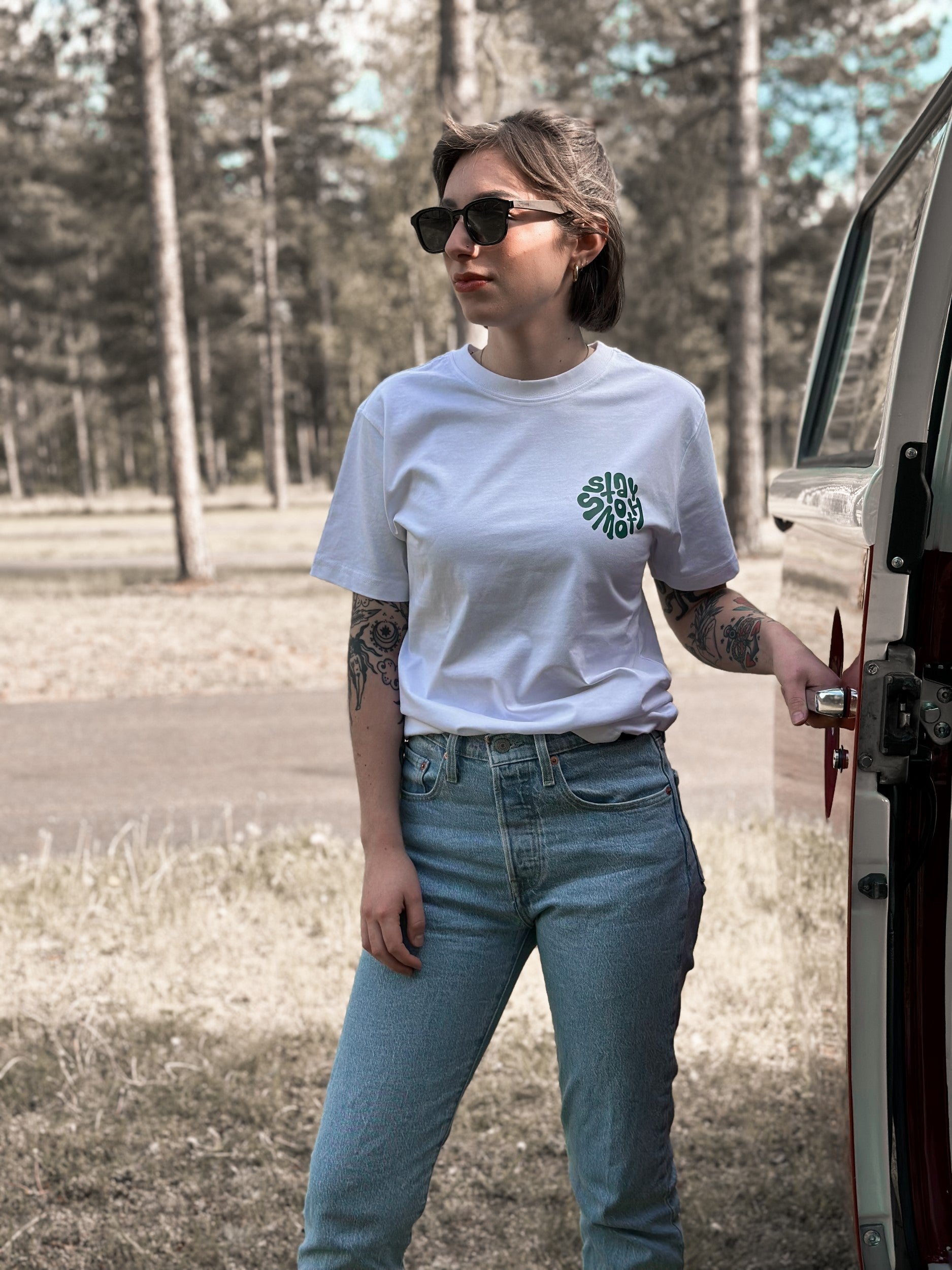 White T / Stay Smooth Green Front+Back Women