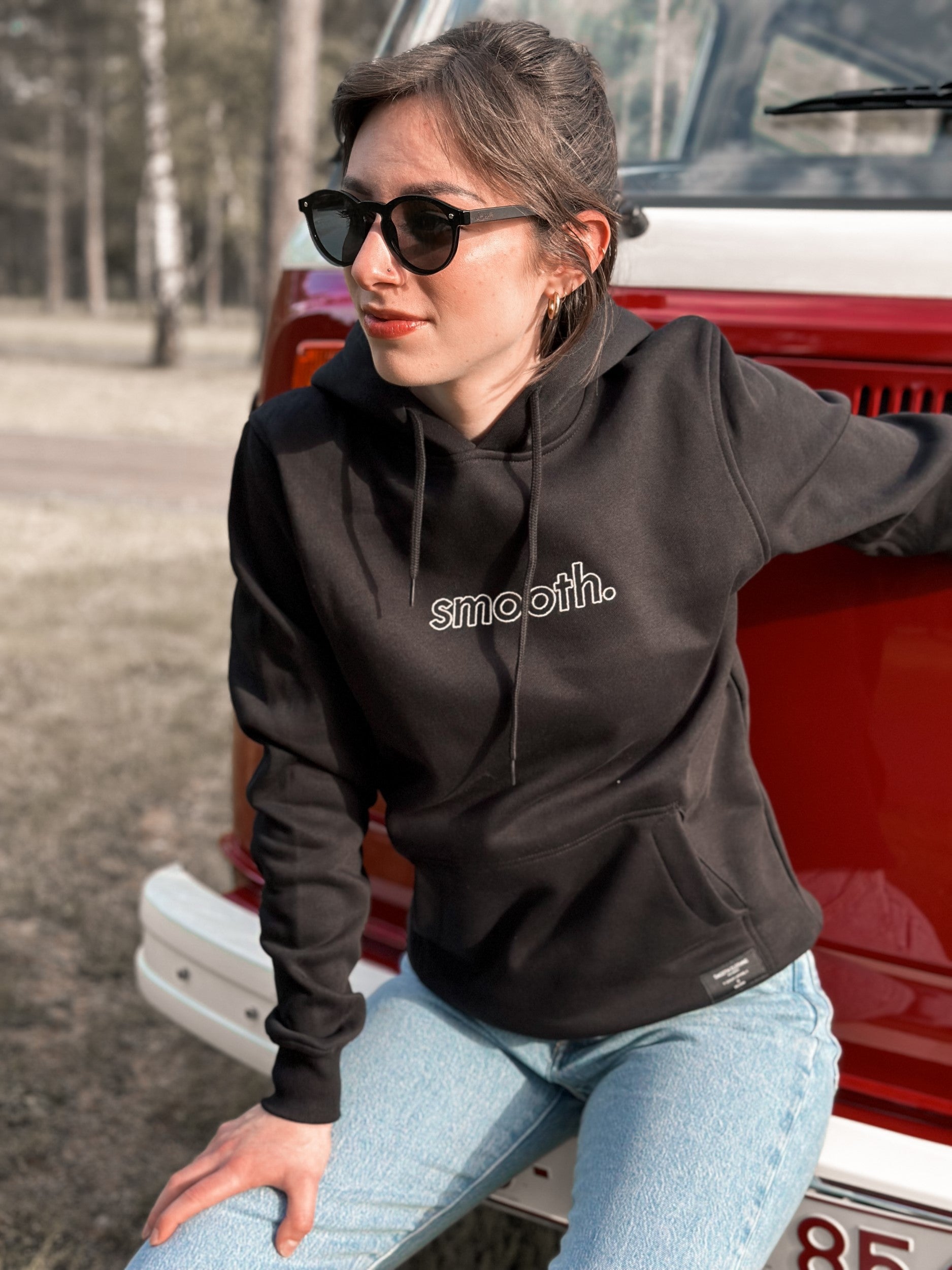 Black Hoodie / Outlined Sand Women