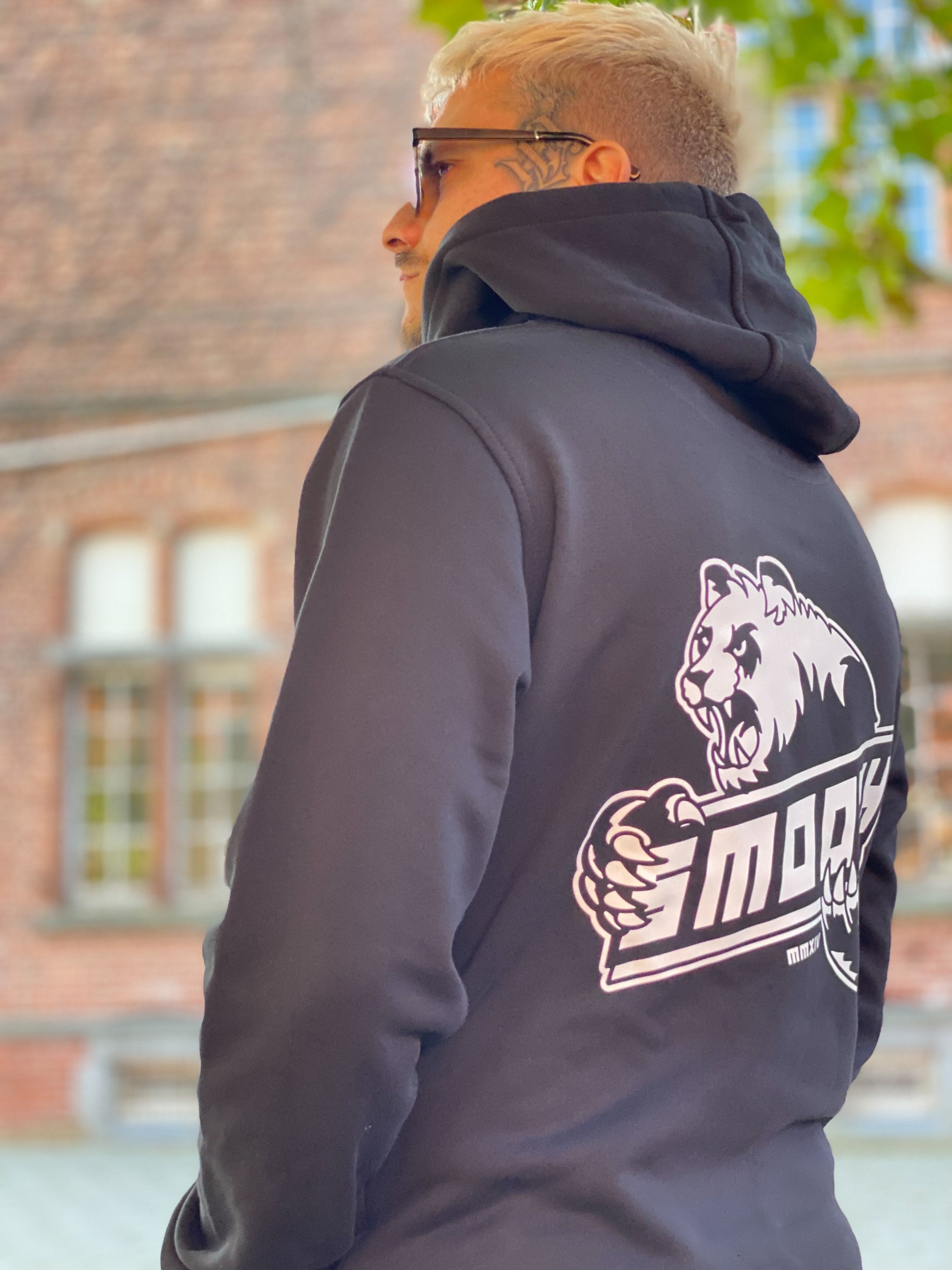 Black Hoodie / Bad Panda White Front+Back Men