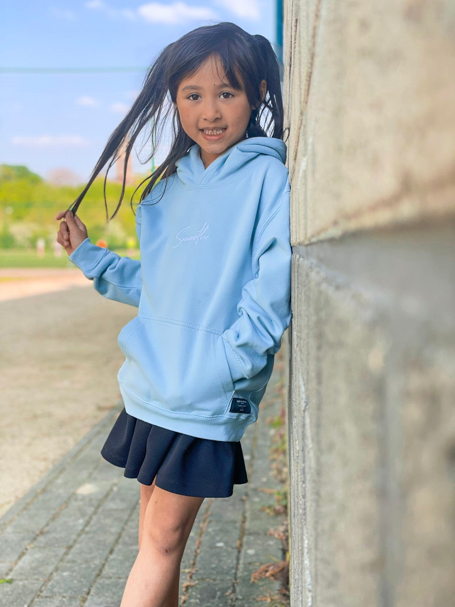 Sky Blue Kids Hoodie / Signature White Girls