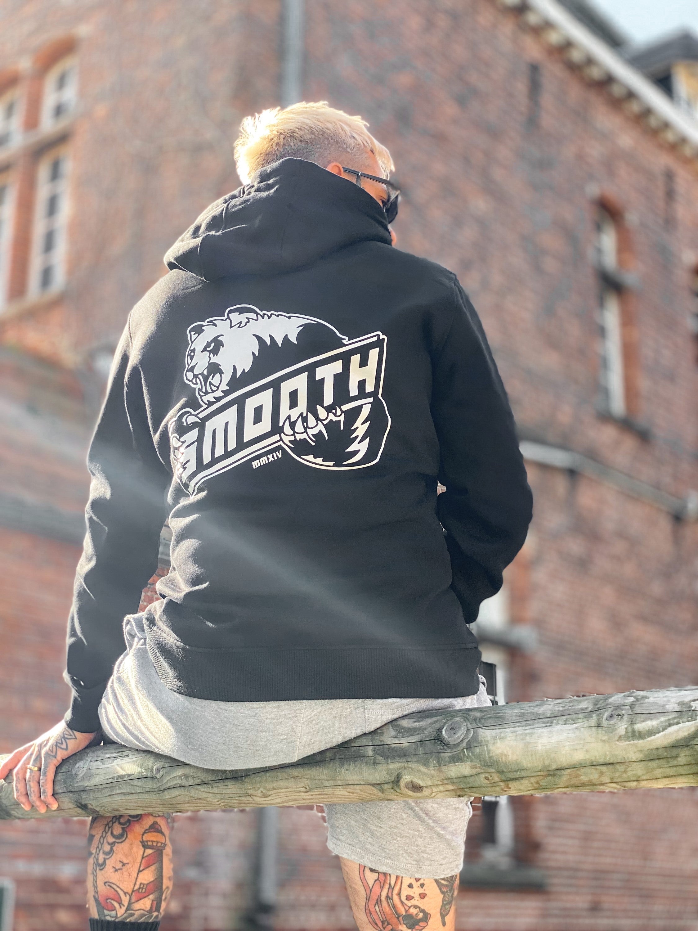 Black Hoodie / Bad Panda White Front+Back Men