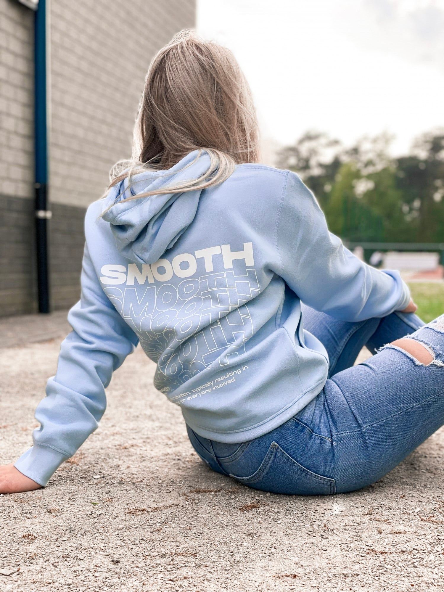 Sky Blue Hoodie / Warp White Women