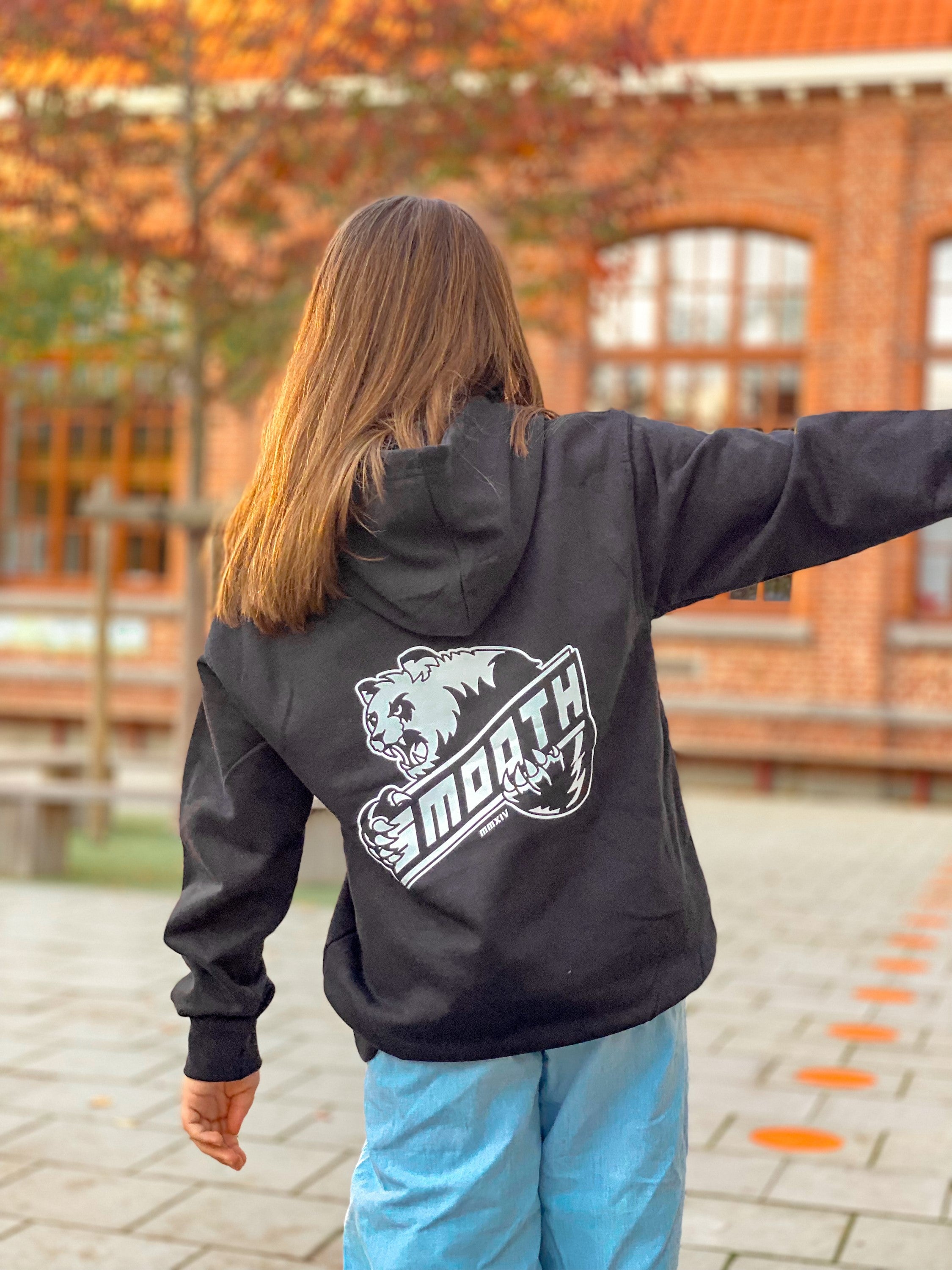 Black Kids Hoodie / Bad Panda White Front+Back Girls