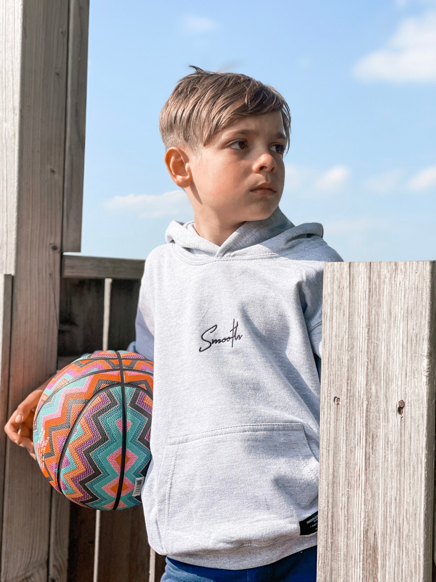 Grey Kids Hoodie / Signature Black Boys
