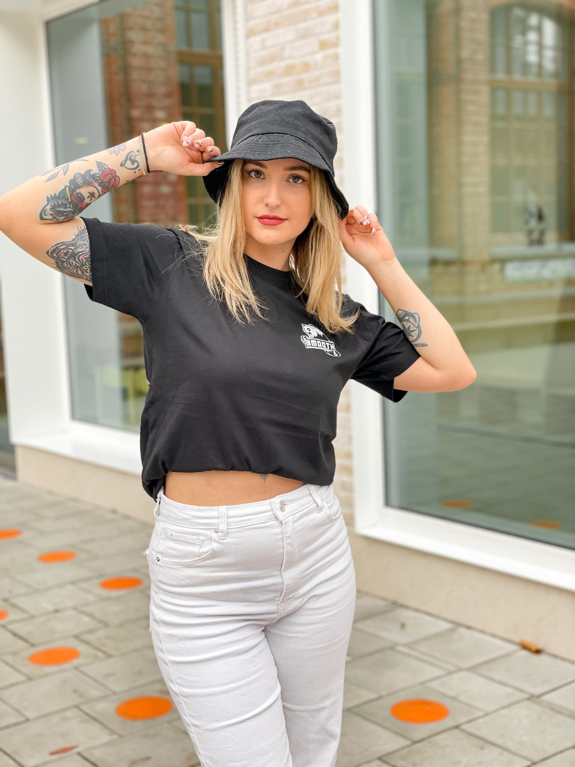 Black T / Bad Panda White Front+Back Women