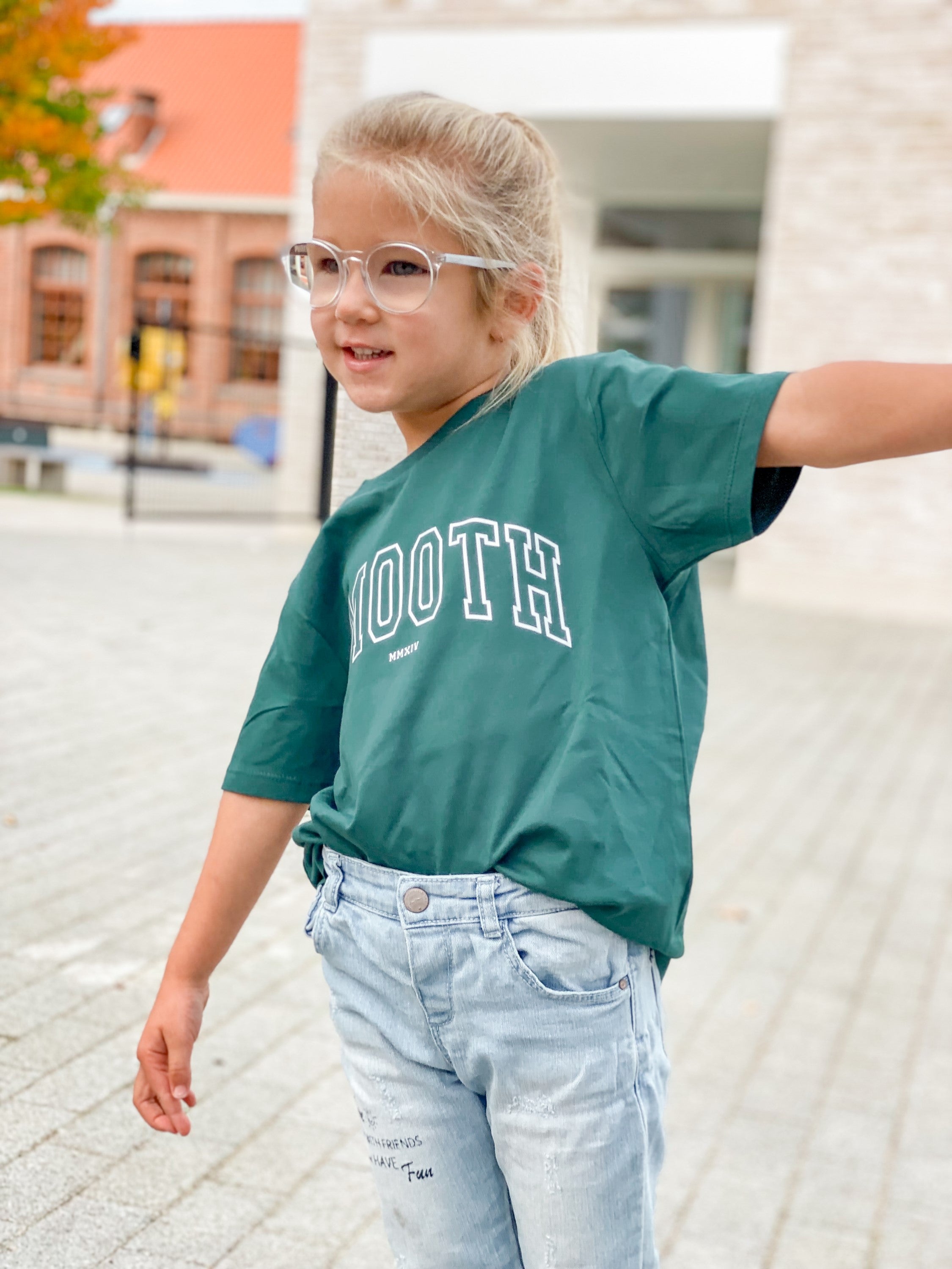 Bottle Green Kids T / College White Girls