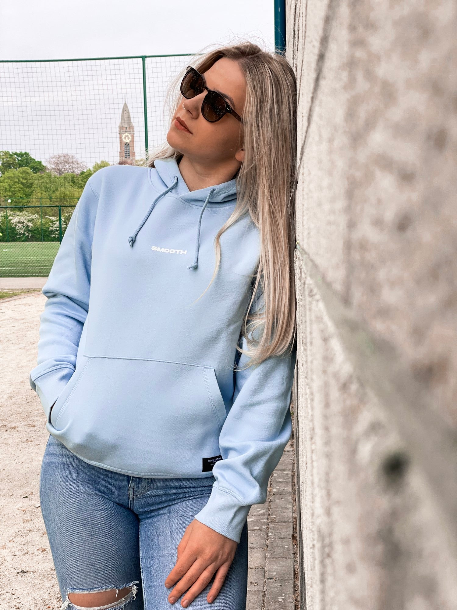 Sky Blue Hoodie / Warp White Women