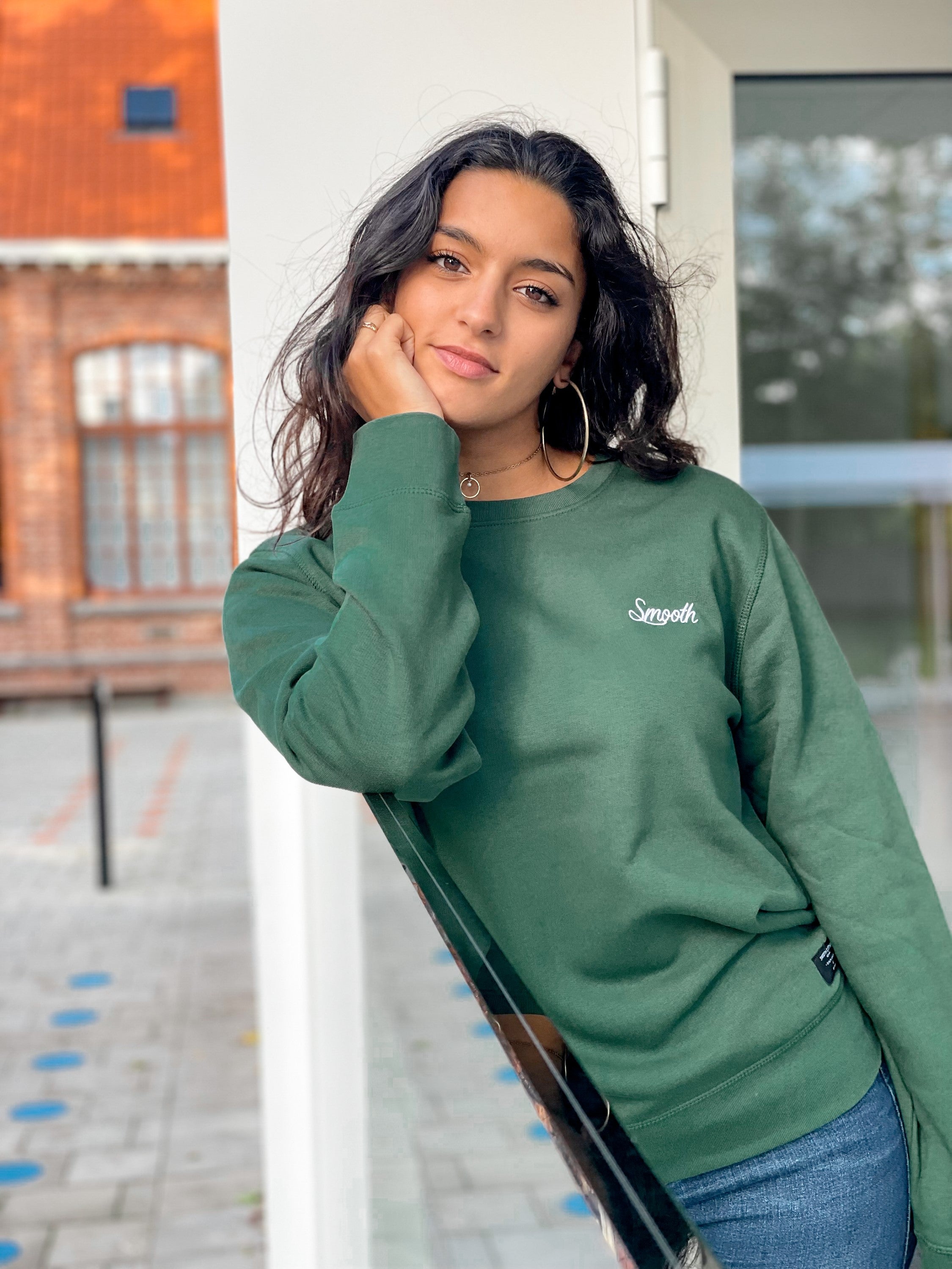 Bottle Green Crew / Originals Minimal White Women