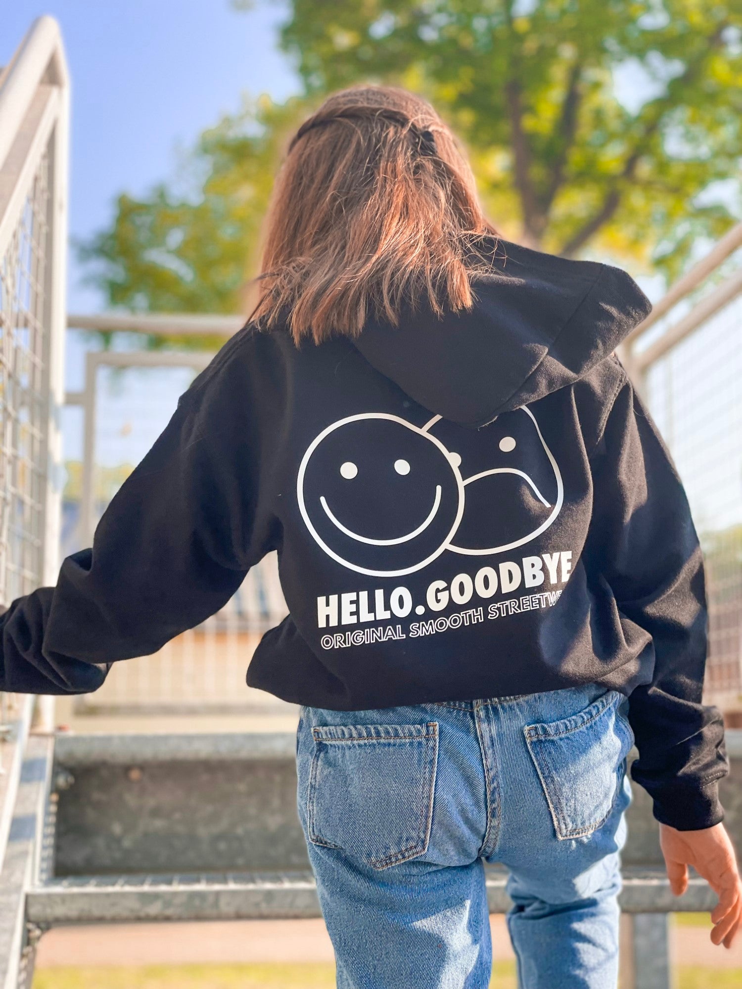 Black Kids Hoodie / Smiles White Front+Back Boys