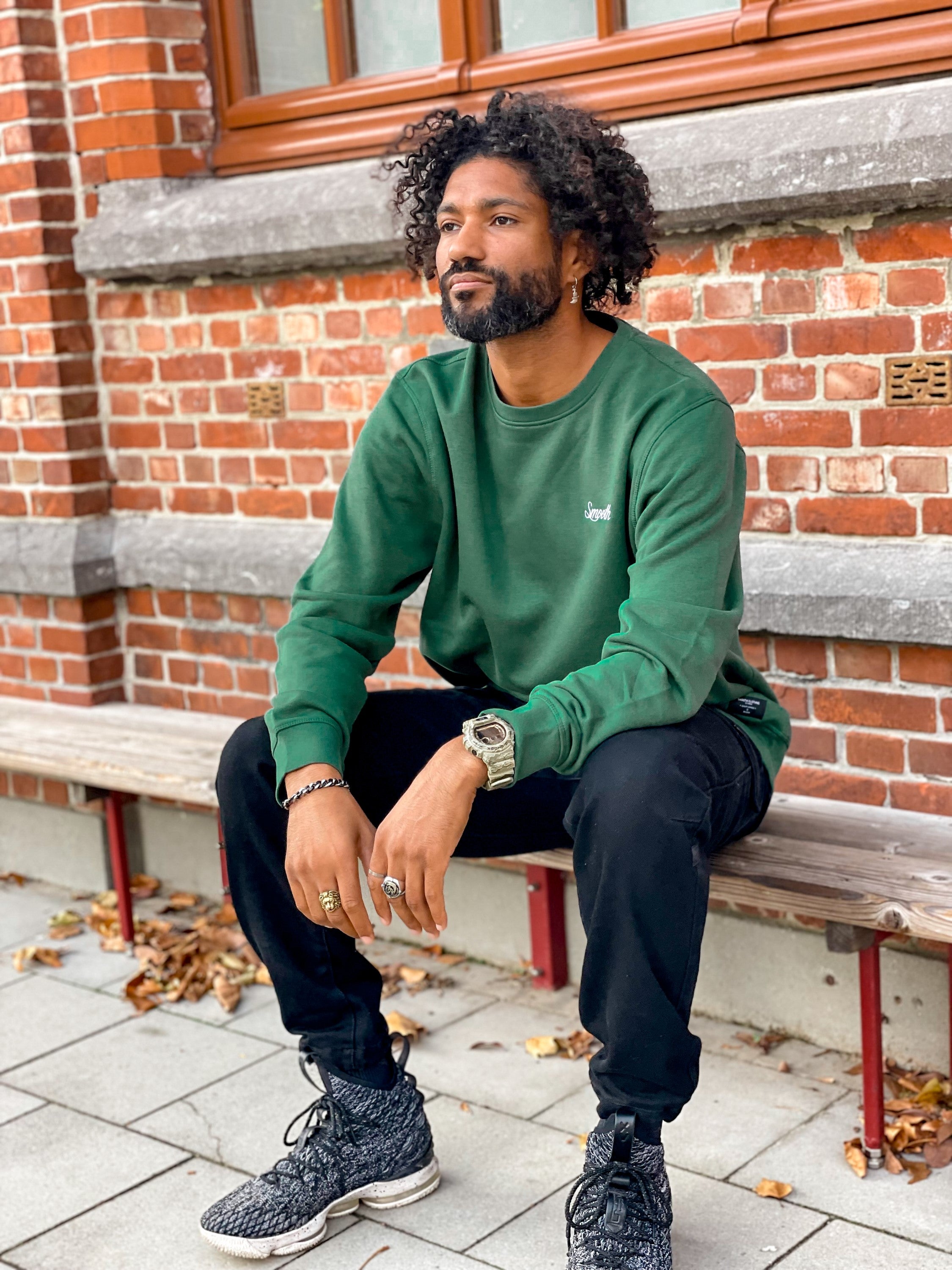 Bottle Green Crew / Originals Minimal White Men