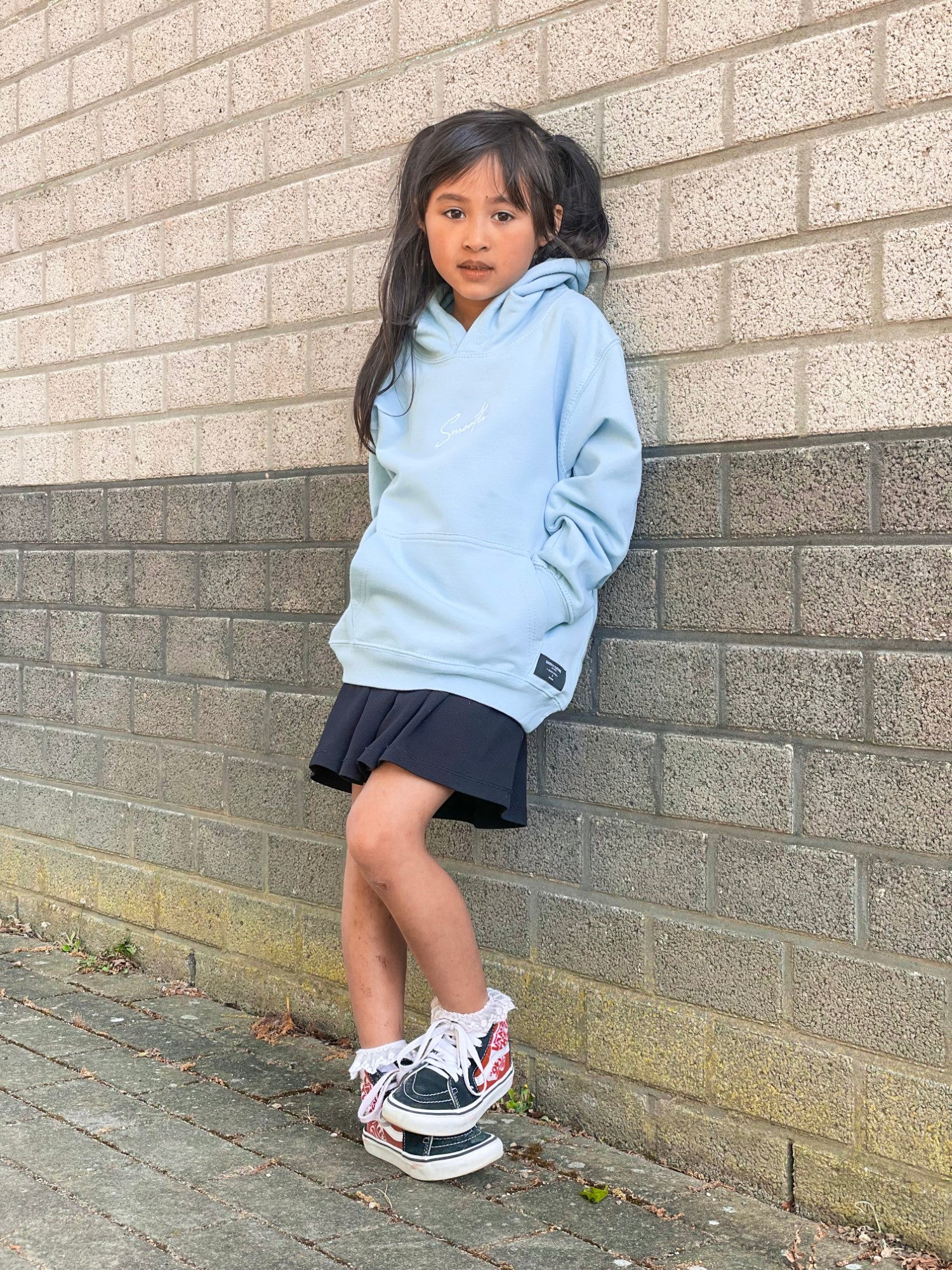 Sky Blue Kids Hoodie / Signature White Girls
