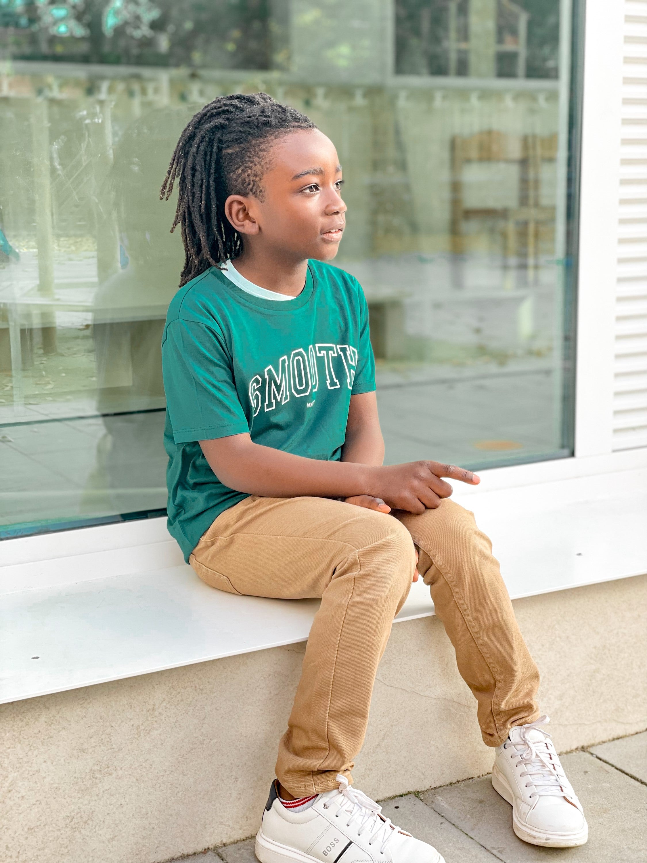 Bottle Green Kids T / College White Boys