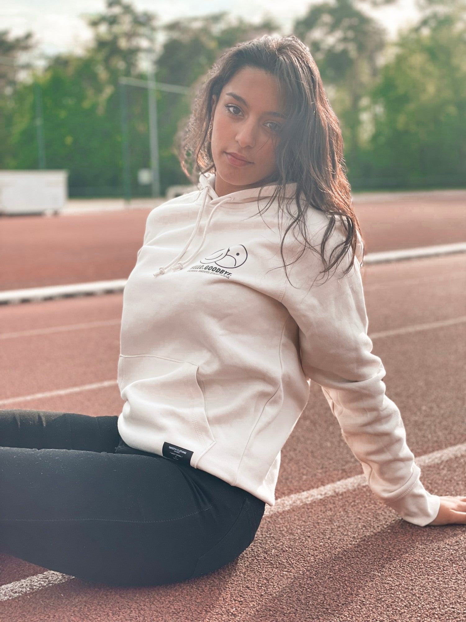 Vintage White Hoodie / Smiles Black Front Women