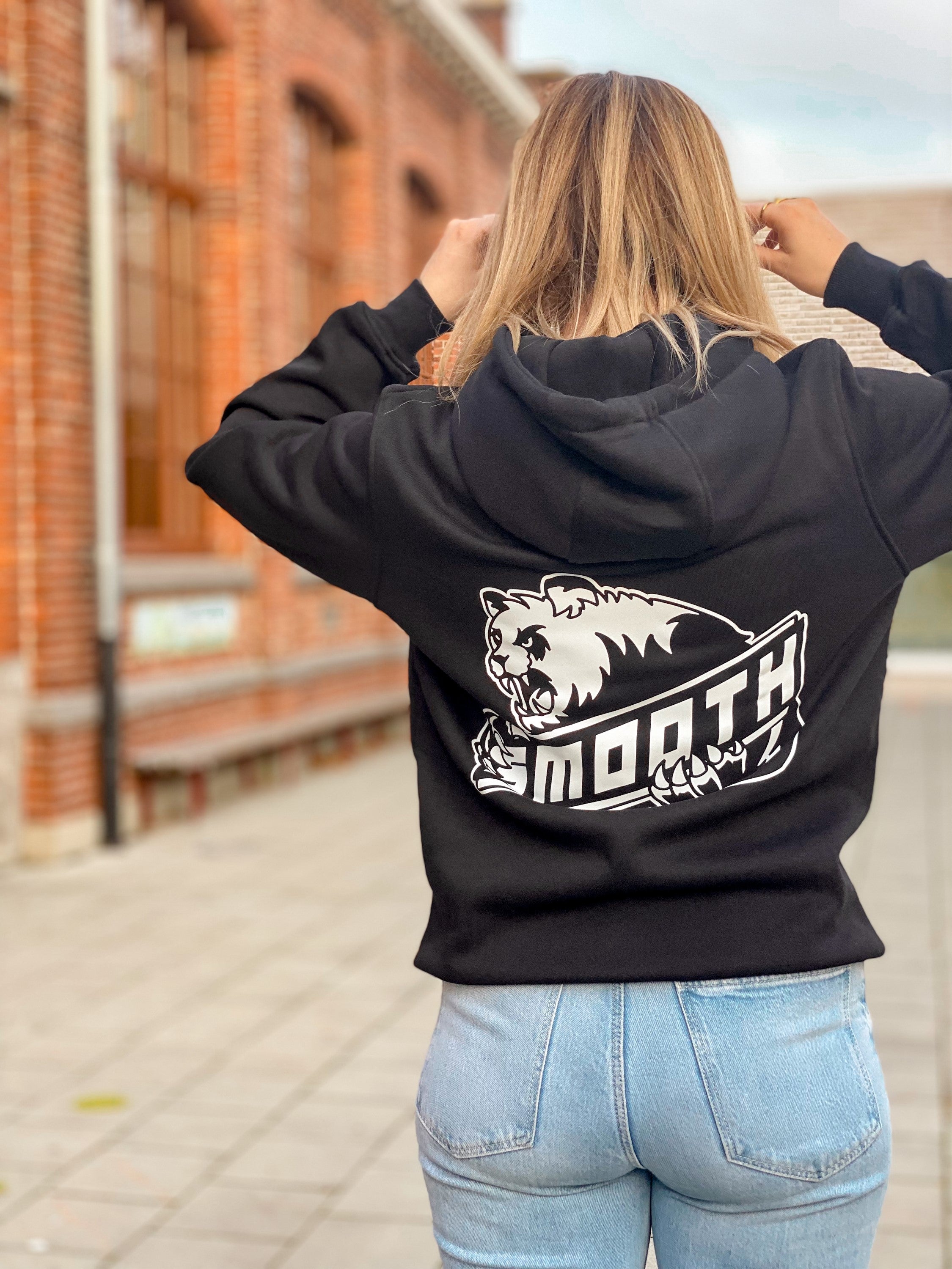 Black Hoodie / Bad Panda White Front+Back Women