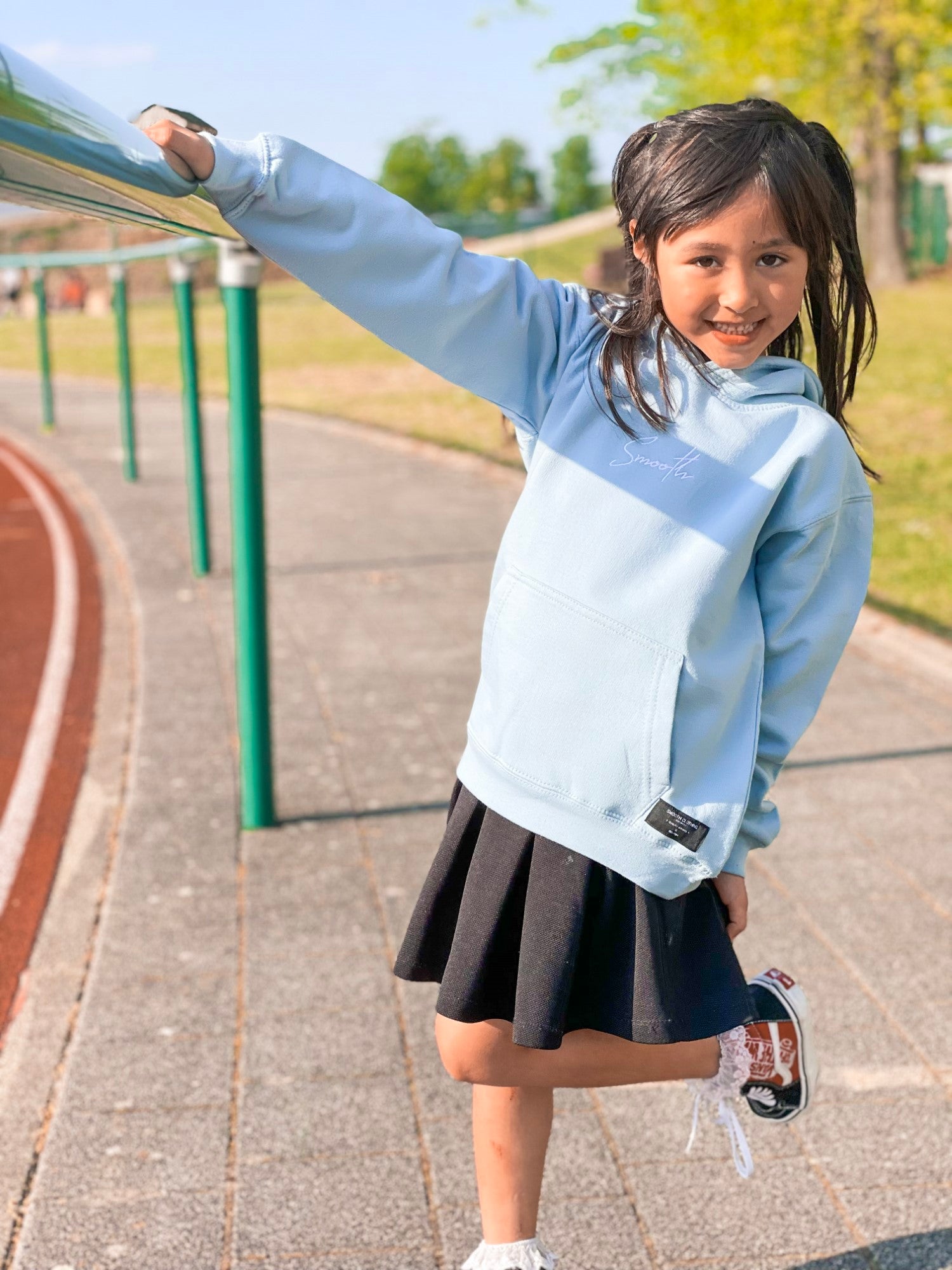 Sky Blue Kids Hoodie / Signature White Girls