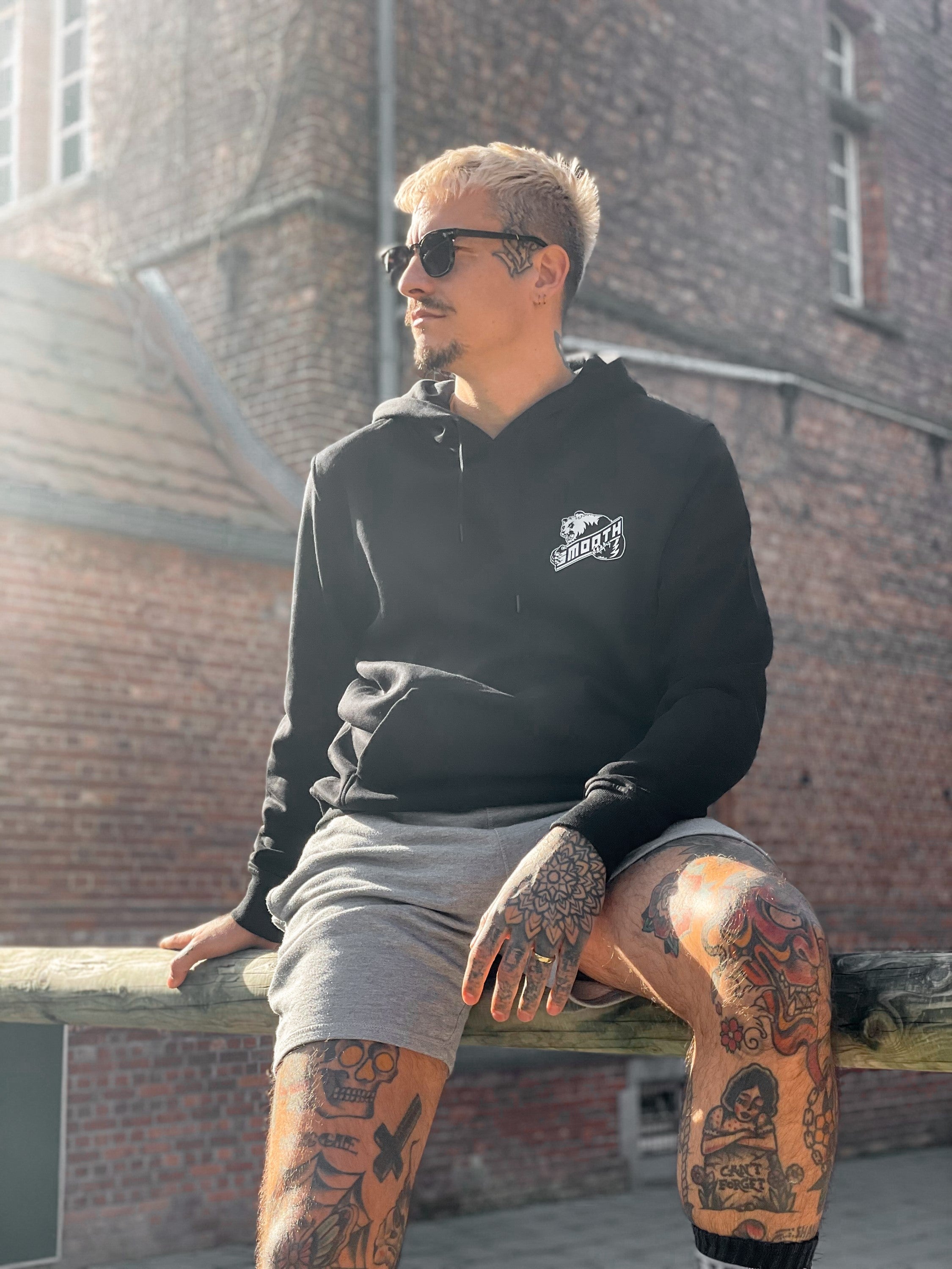 Black Hoodie / Bad Panda White Front+Back Men