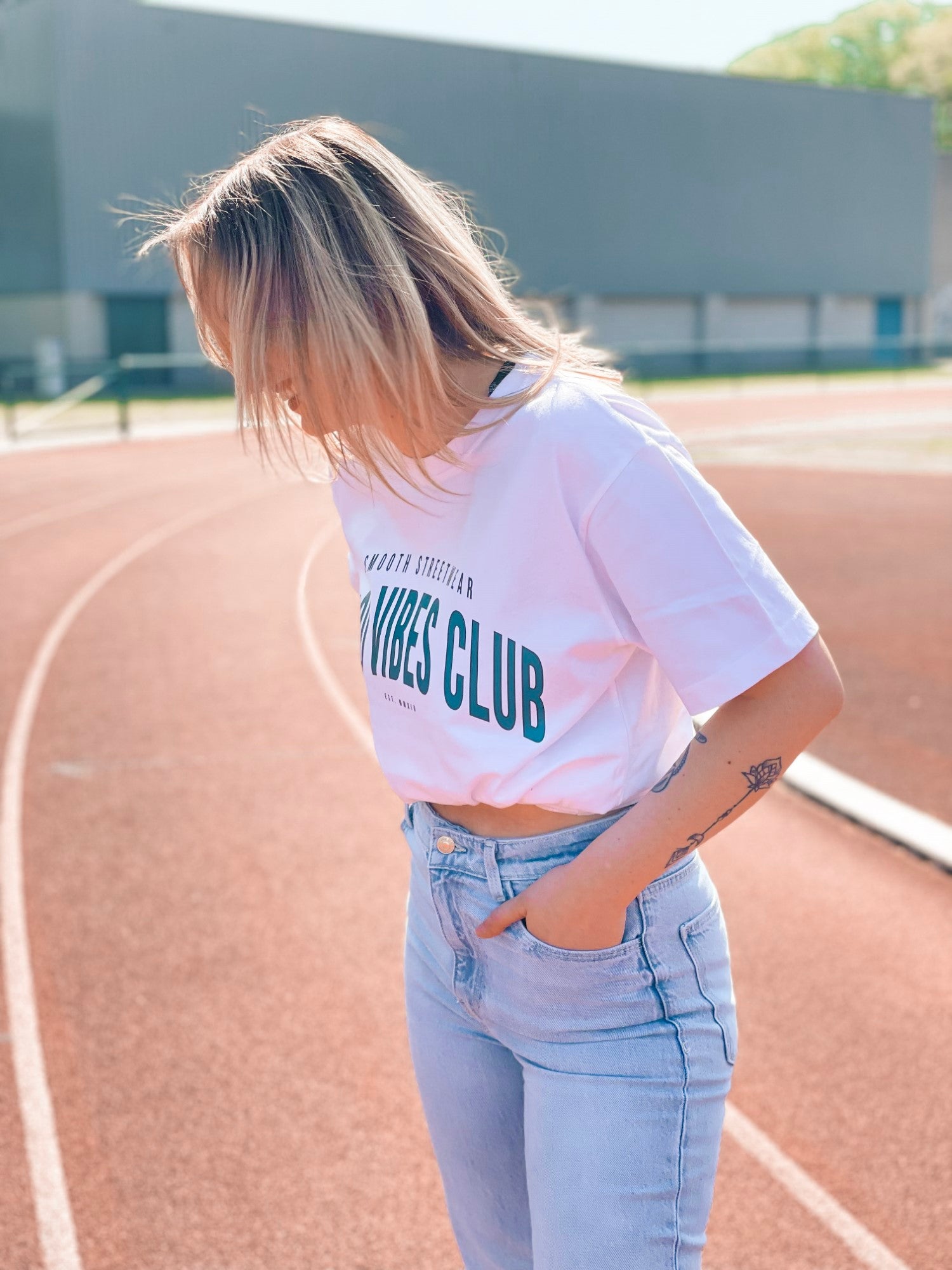 White T / Varsity Black Outline Women