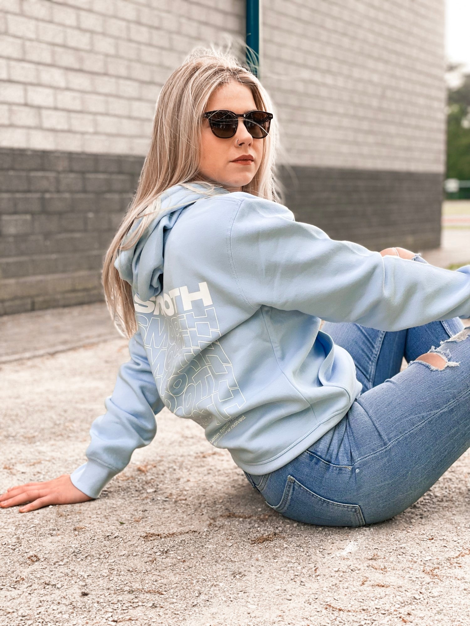 Sky Blue Hoodie / Warp White Women