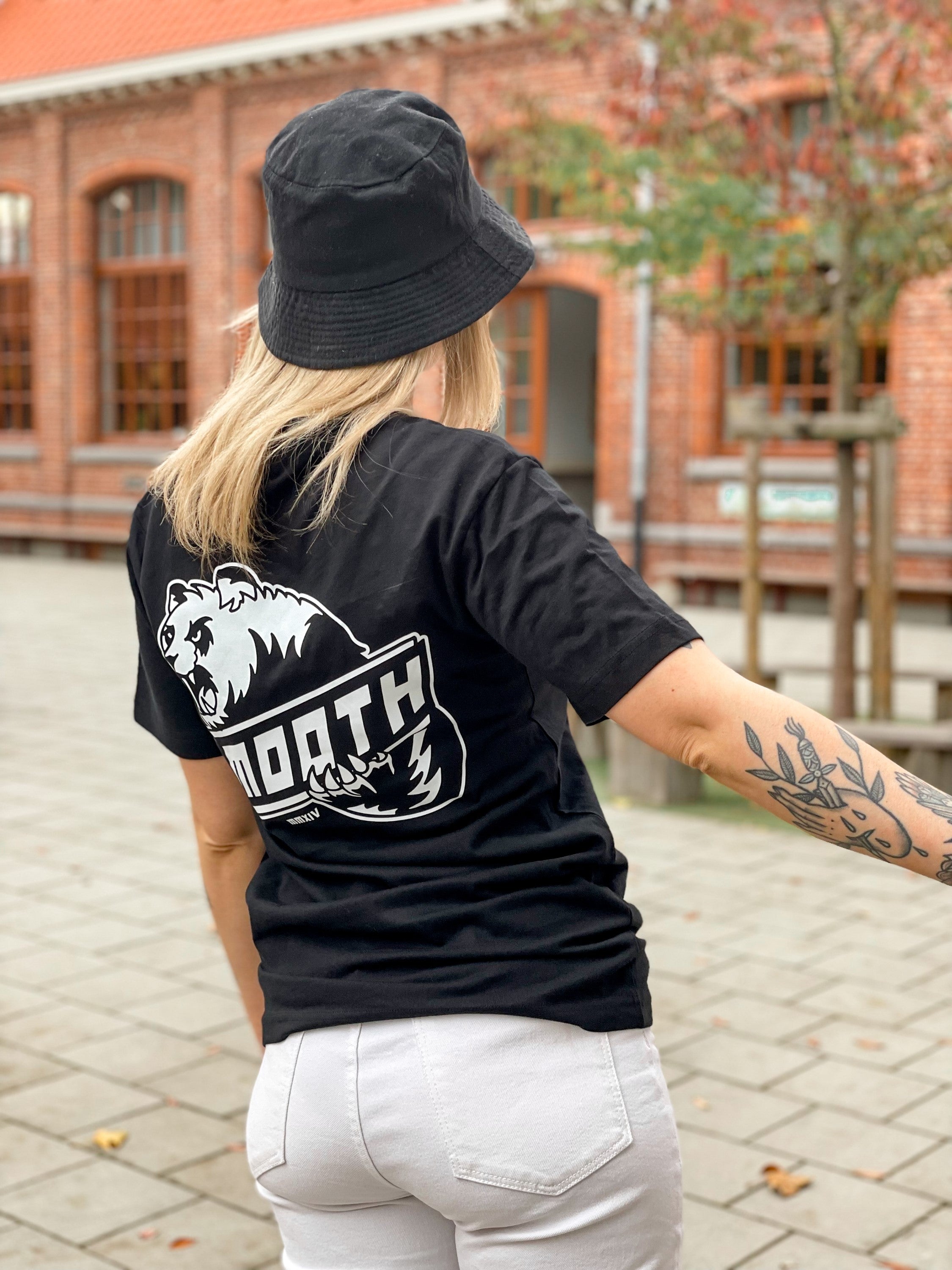 Black T / Bad Panda White Front+Back Women