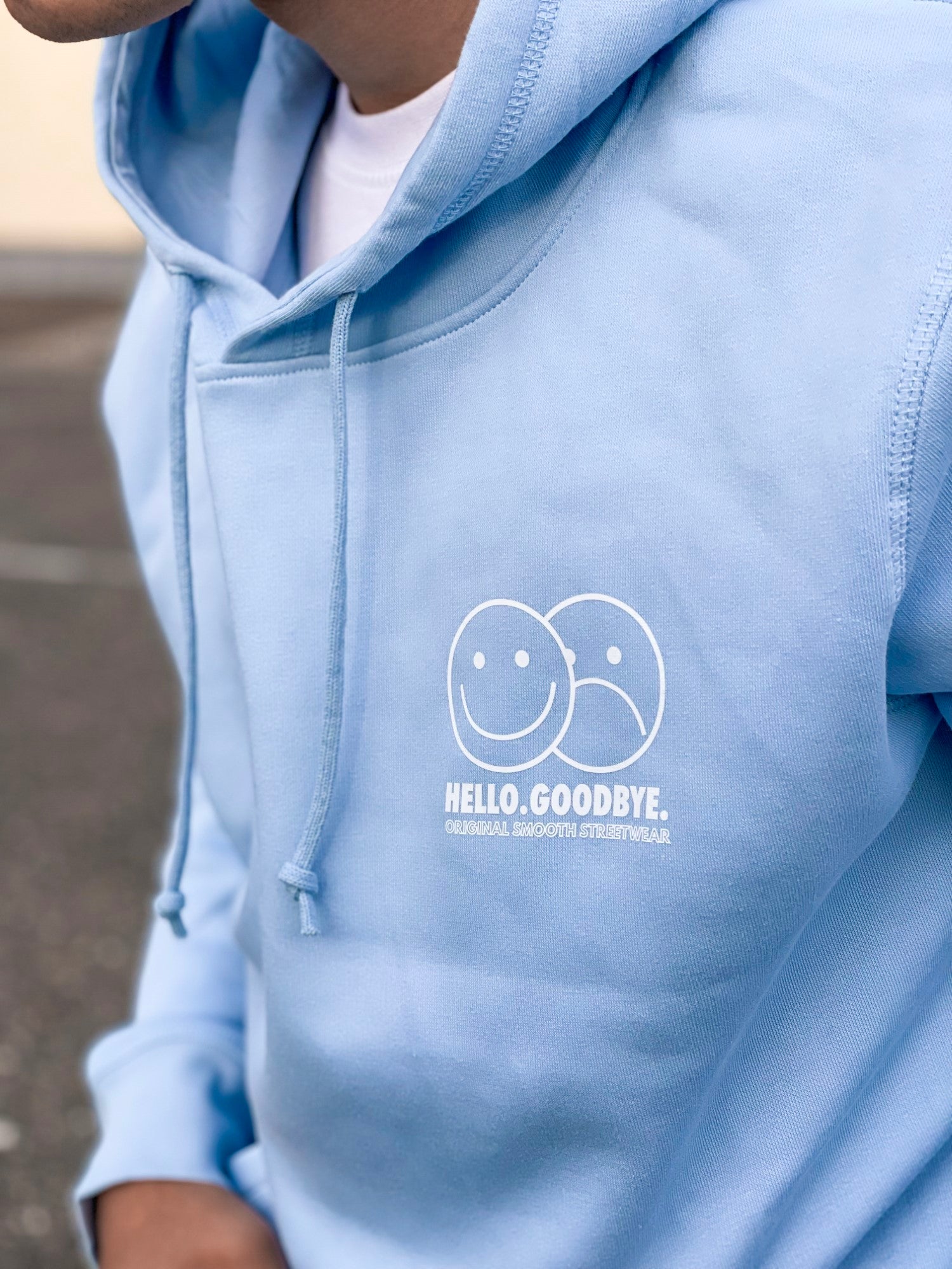 Sky Blue Hoodie / Smiles White Front+Back Men