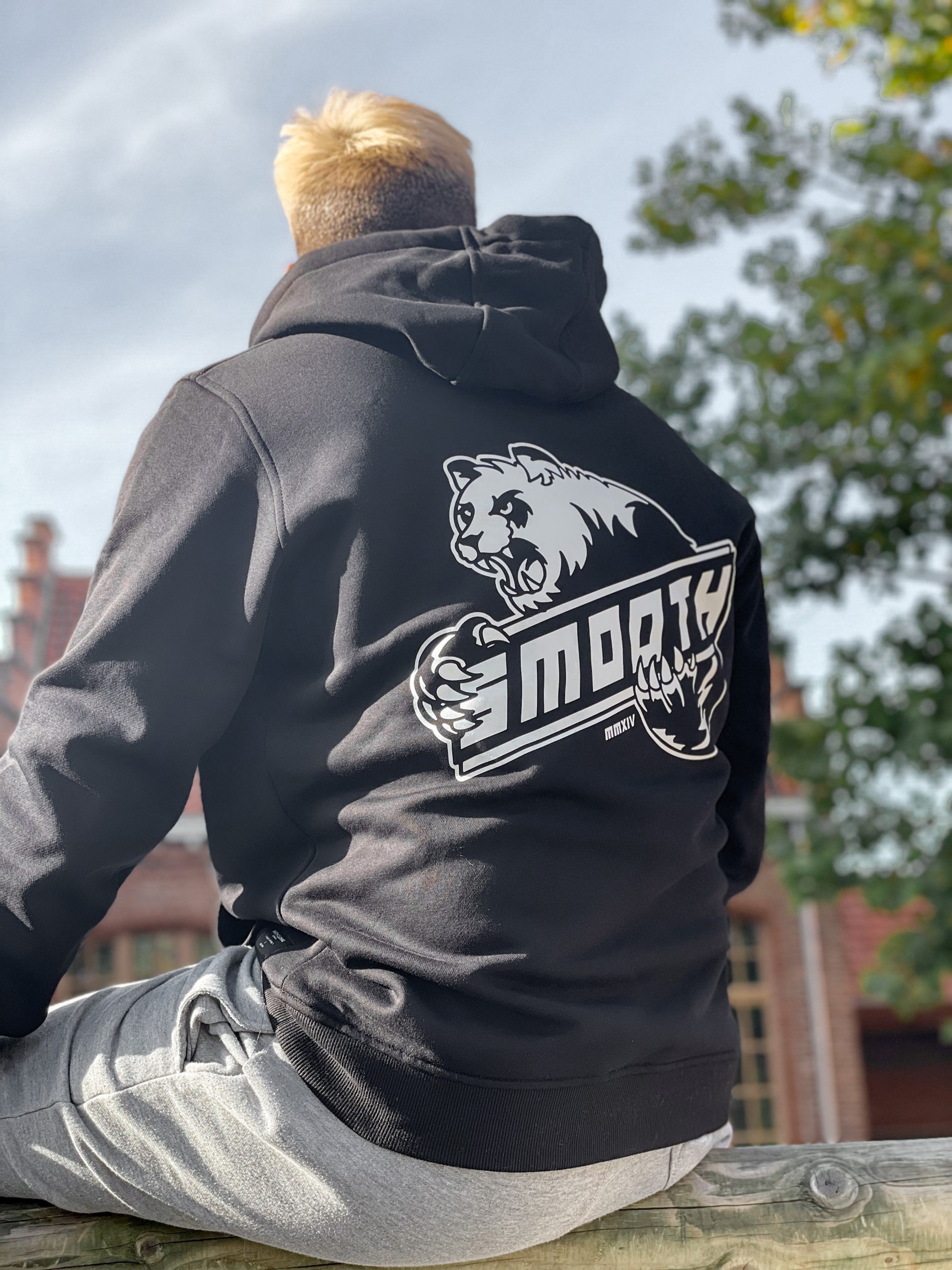Black Hoodie / Bad Panda White Front+Back Men