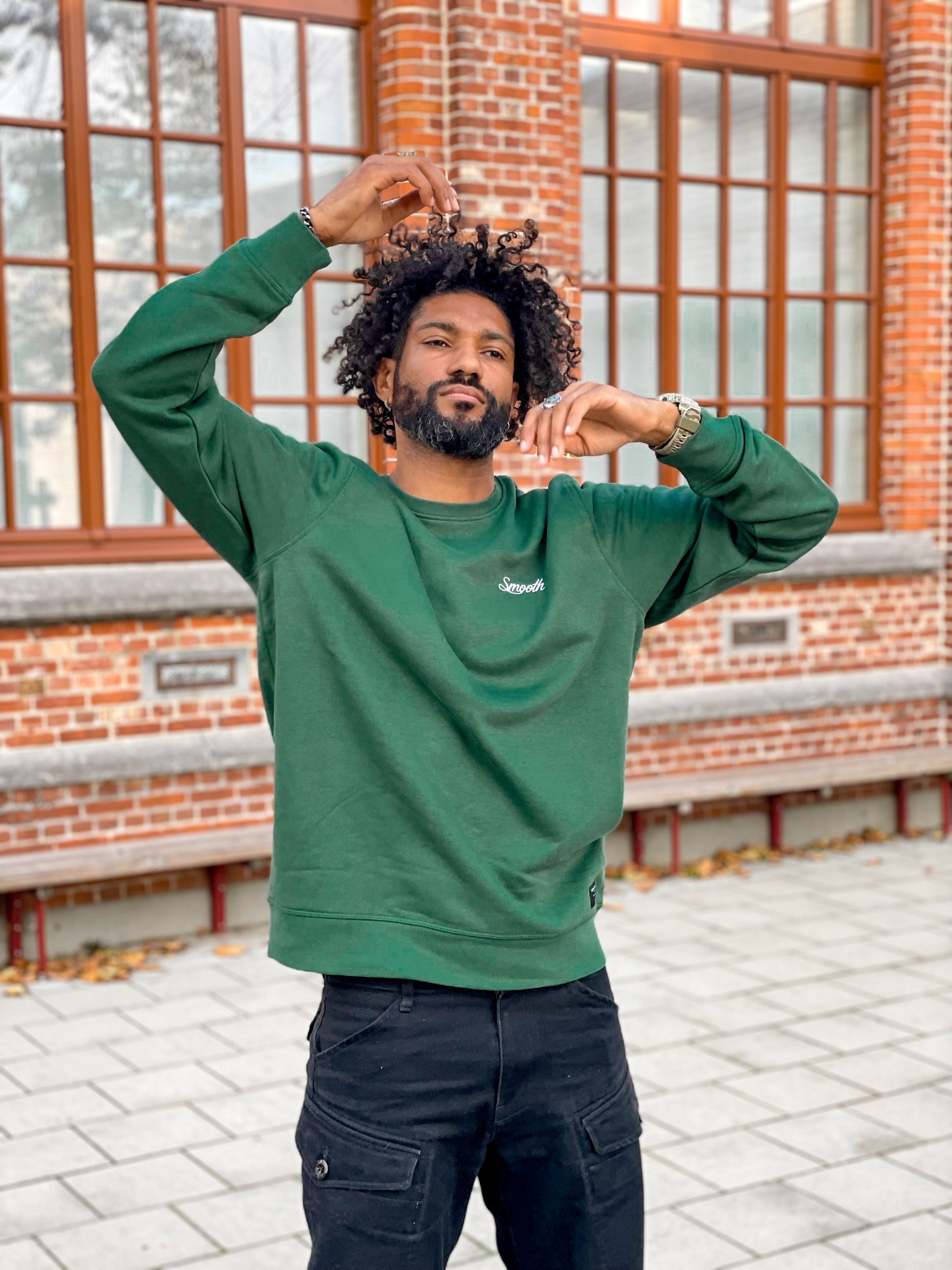 Bottle Green Crew / Originals Minimal White Men