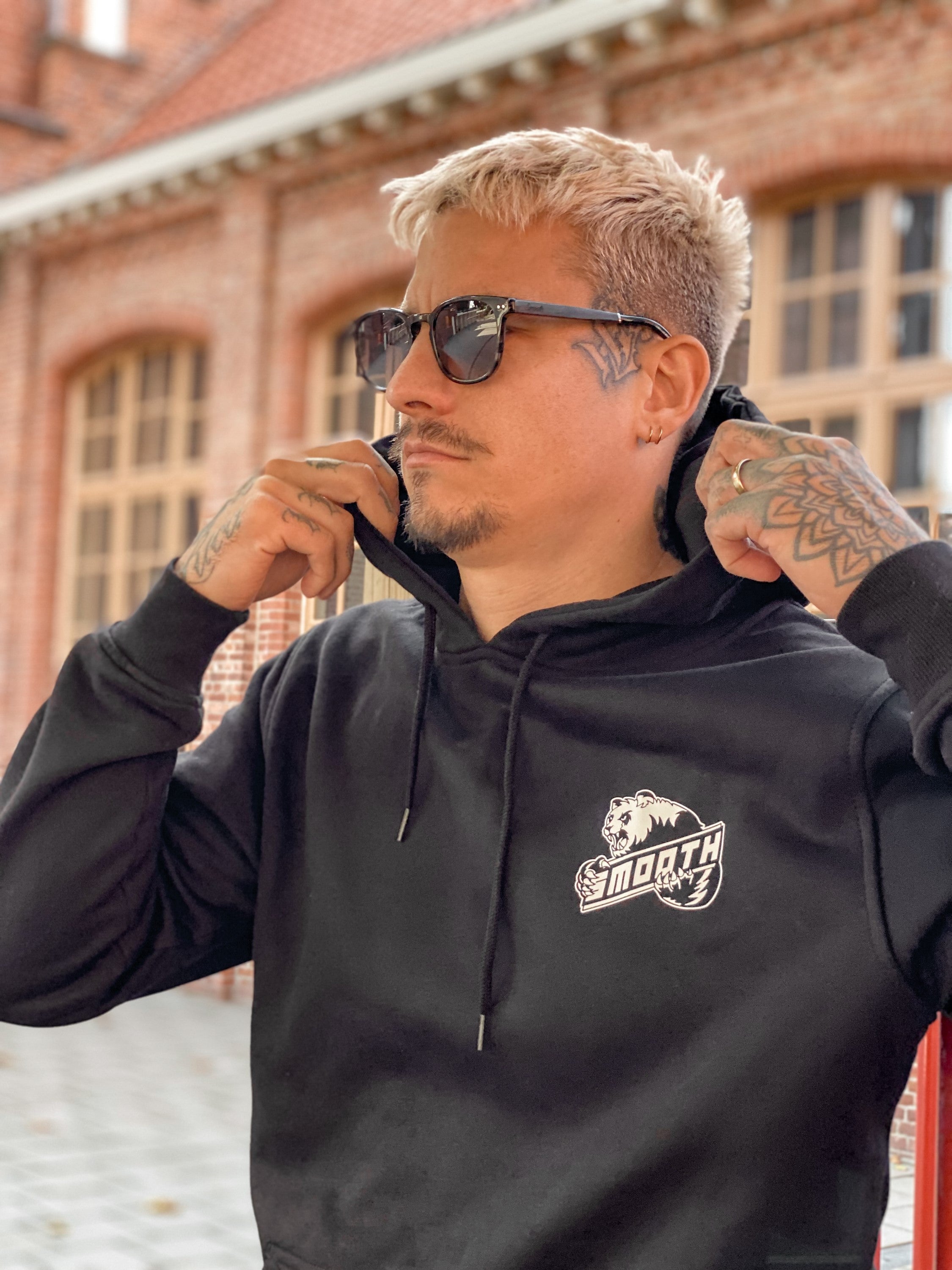 Black Hoodie / Bad Panda White Front+Back Men