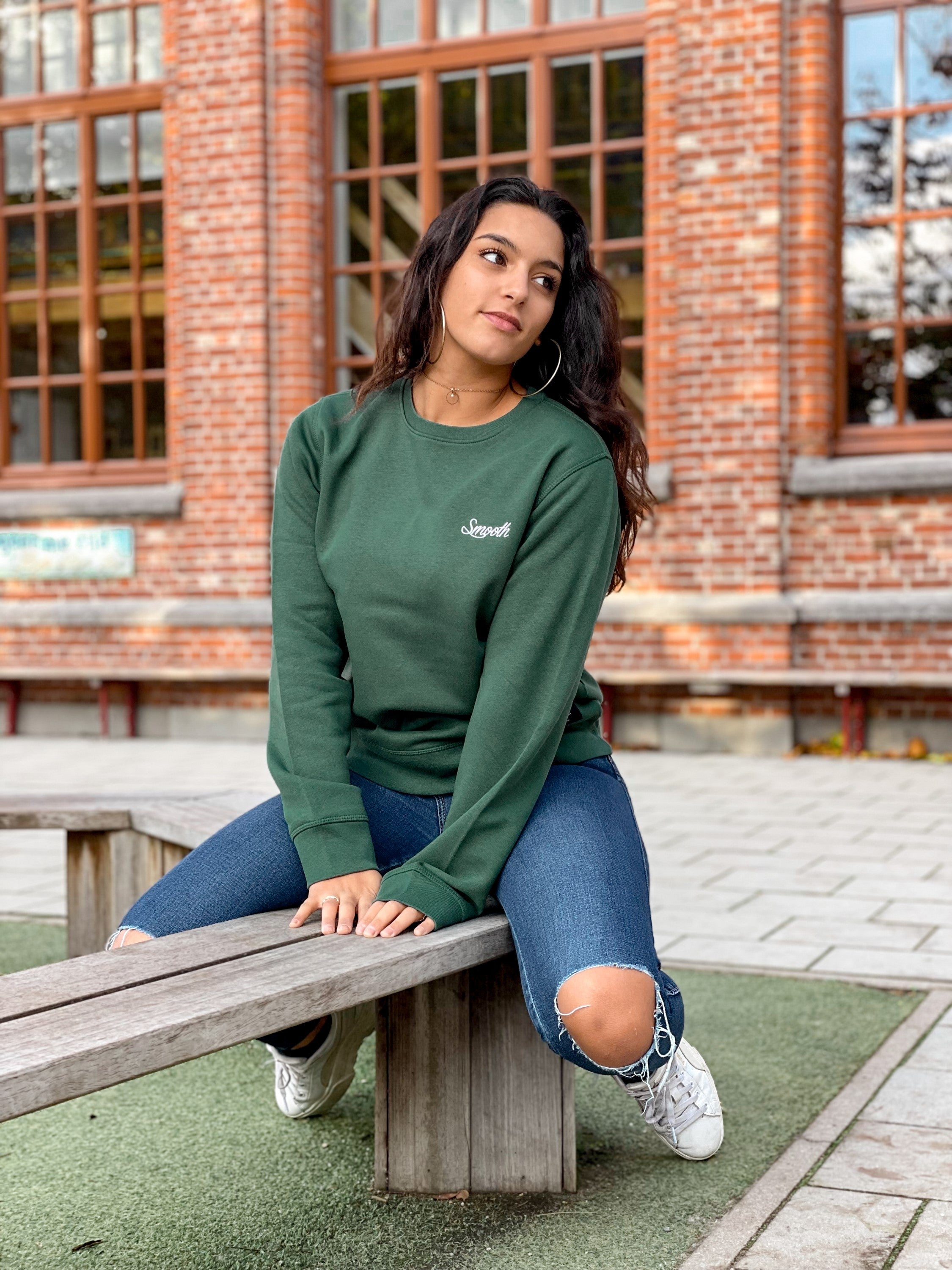 Bottle Green Crew / Originals Minimal White Women