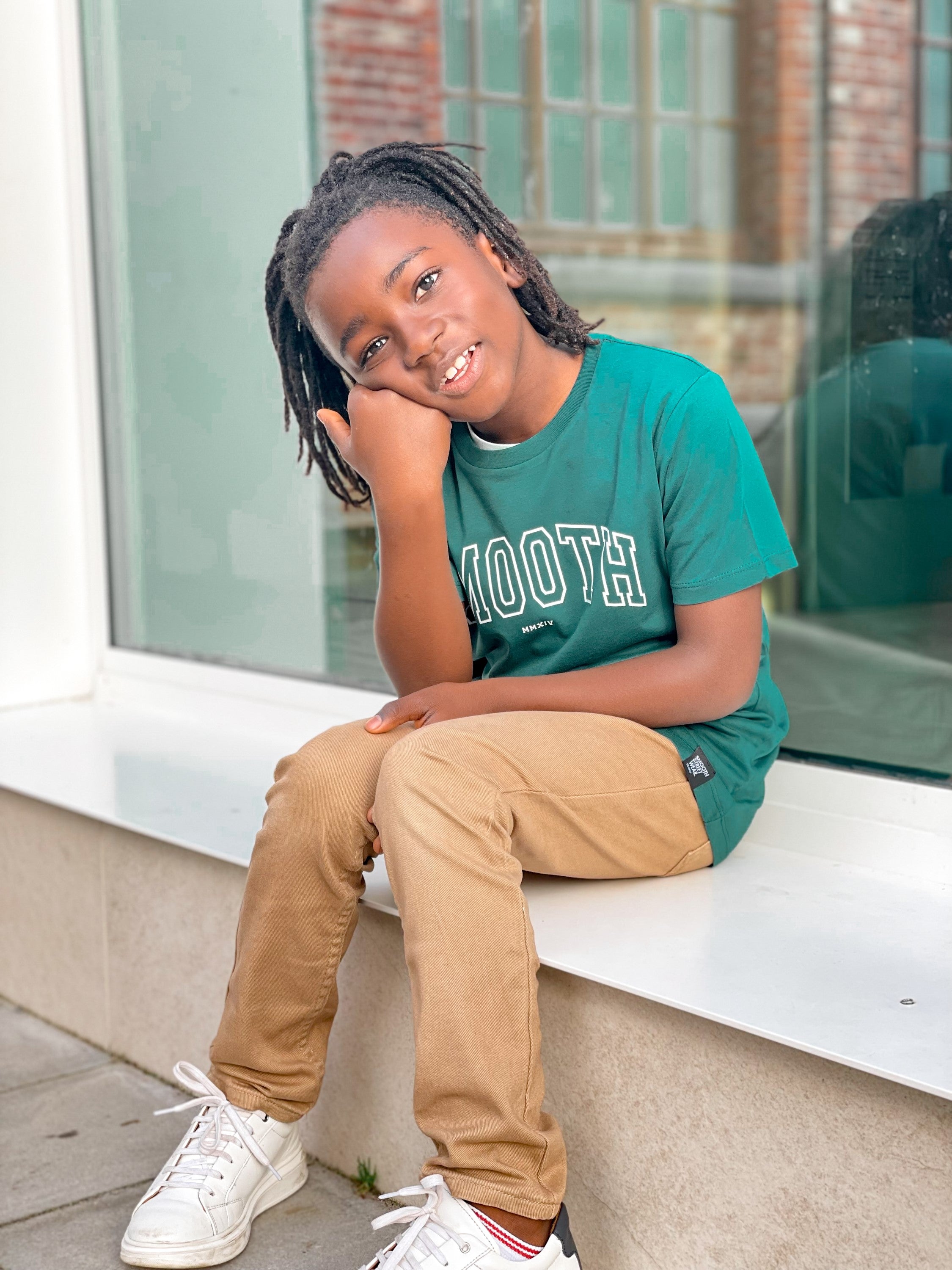 Bottle Green Kids T / College White Boys