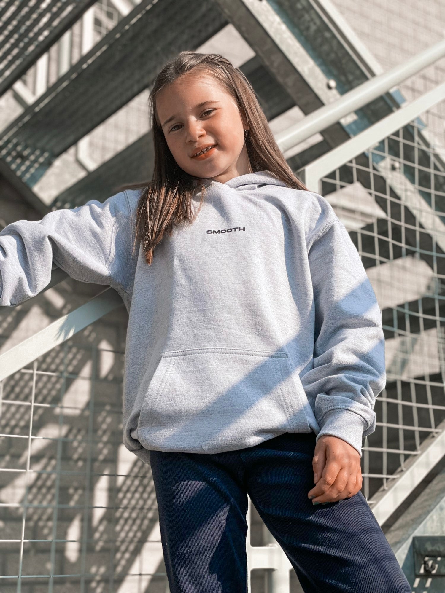 Grey Kids Hoodie / Warp Black Girls