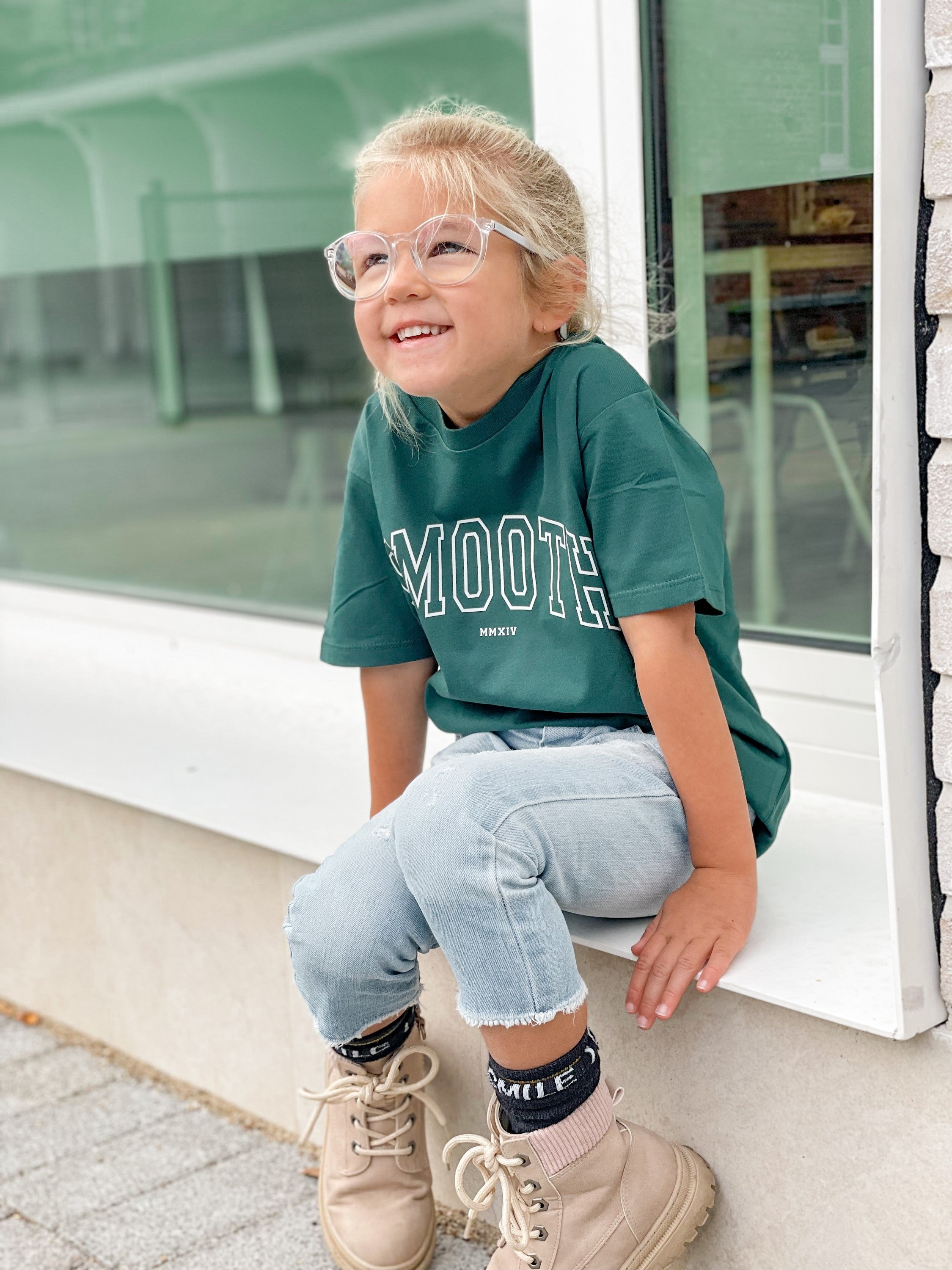 Bottle Green Kids T / College White Girls