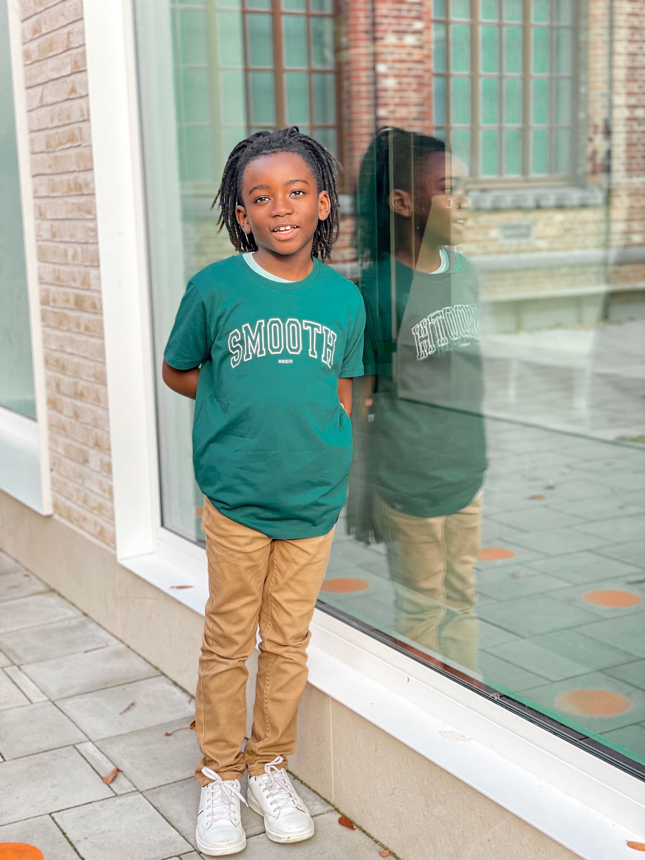 Bottle Green Kids T / College White Boys