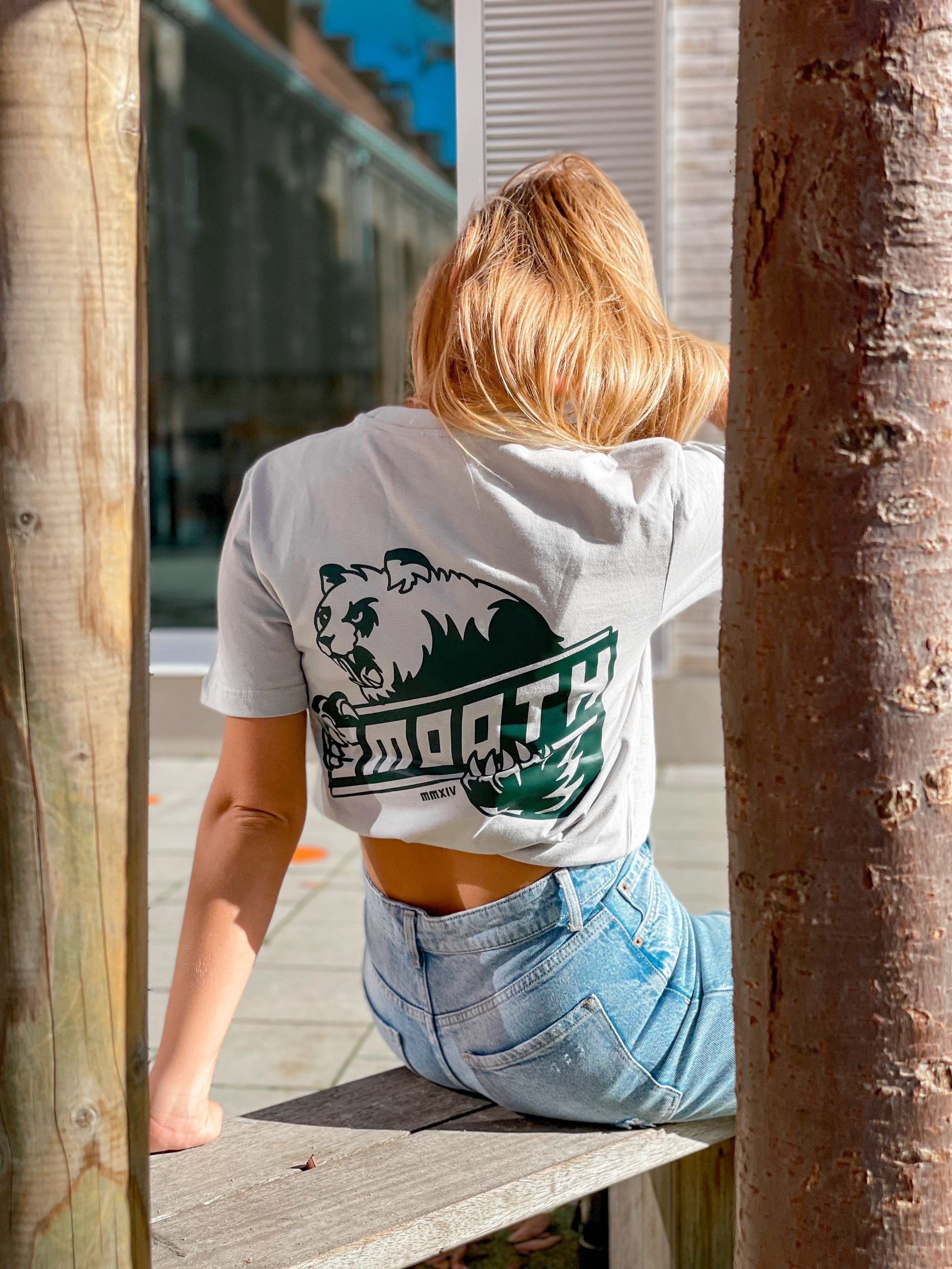 Soft Concrete T / Bad Panda Emerald Front+Back Women