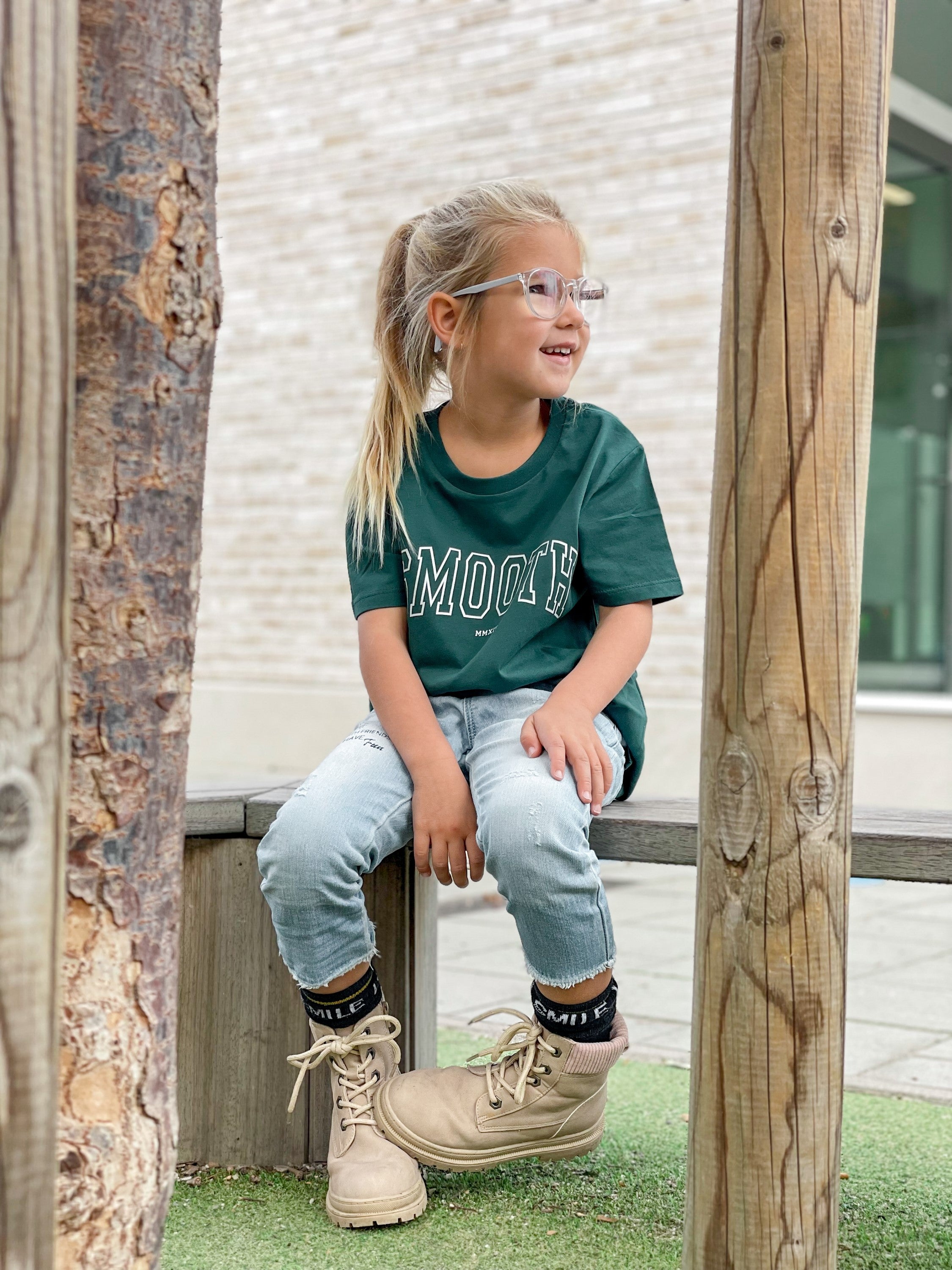 Bottle Green Kids T / College White Girls