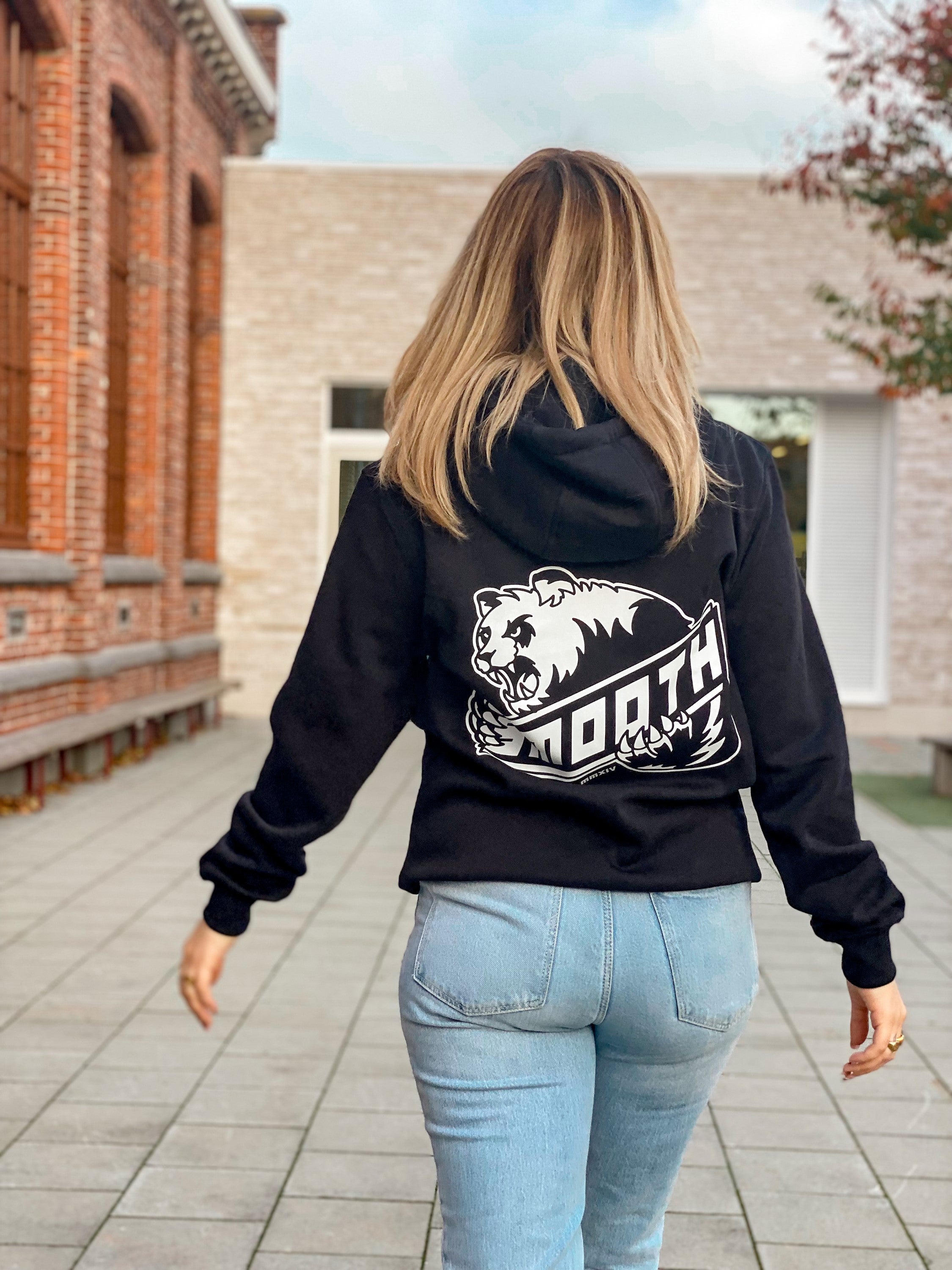 Black Hoodie / Bad Panda White Front+Back Women