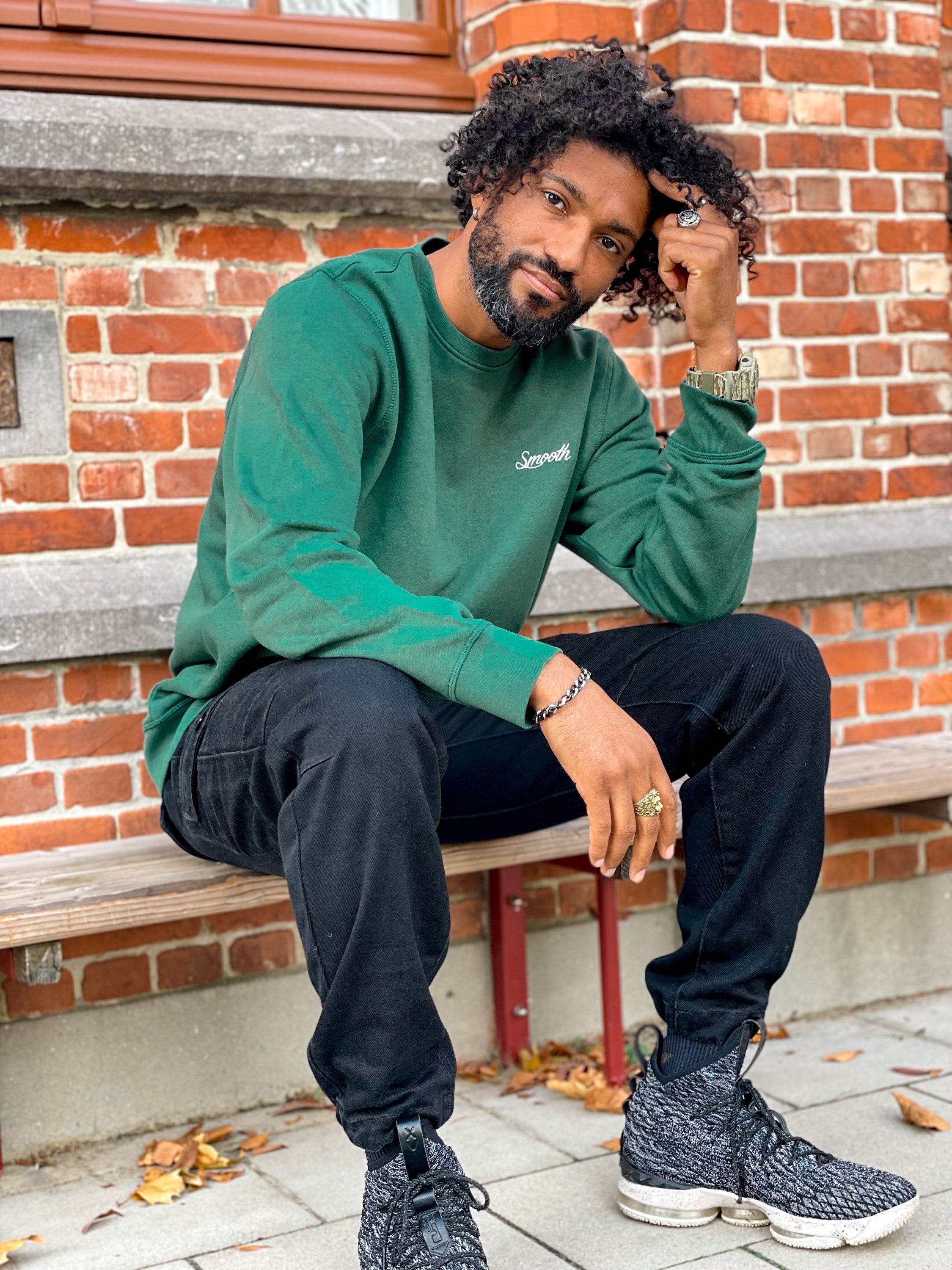 Bottle Green Crew / Originals Minimal White Men