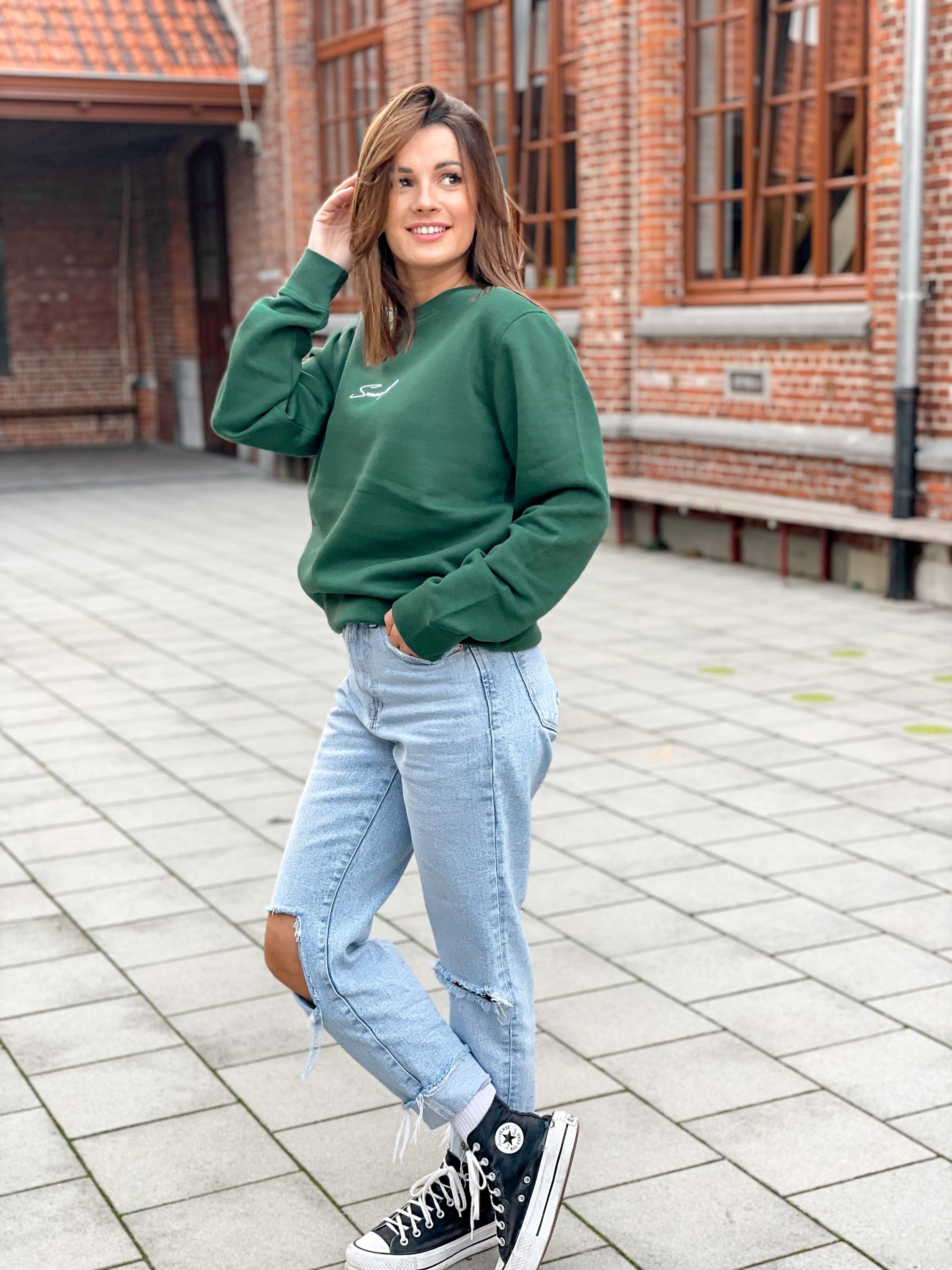 Bottle Green Crew / Signature White Women