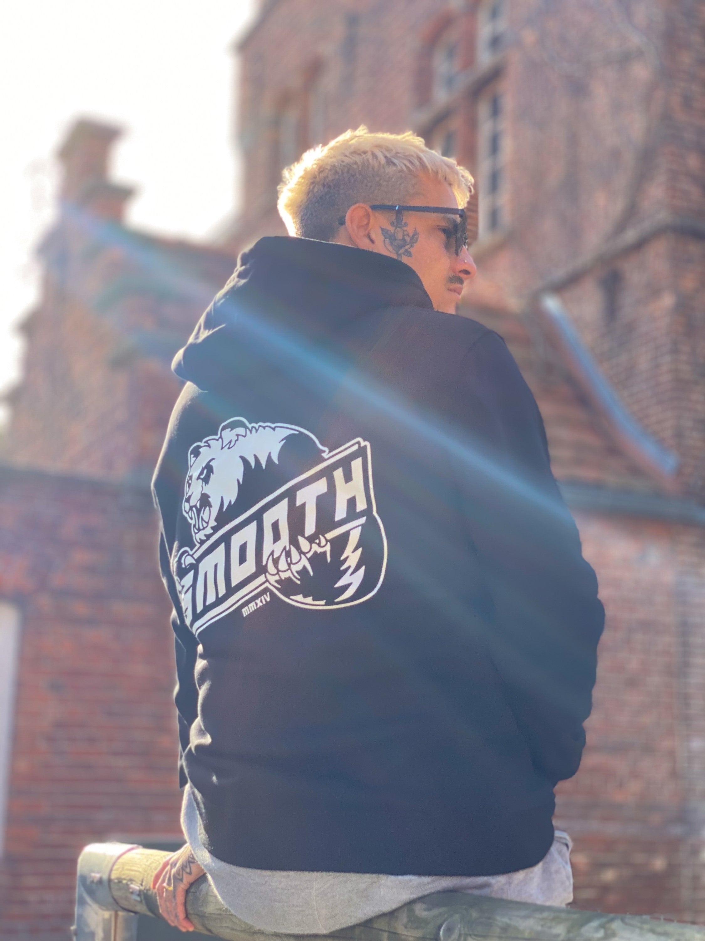 Black Hoodie / Bad Panda White Front+Back Men