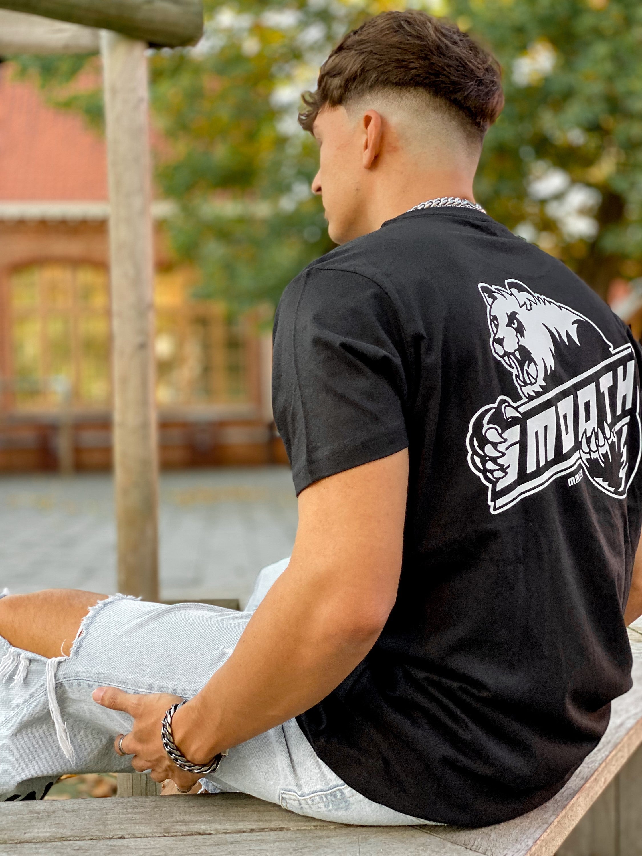 Black T / Bad Panda White Front+Back Men