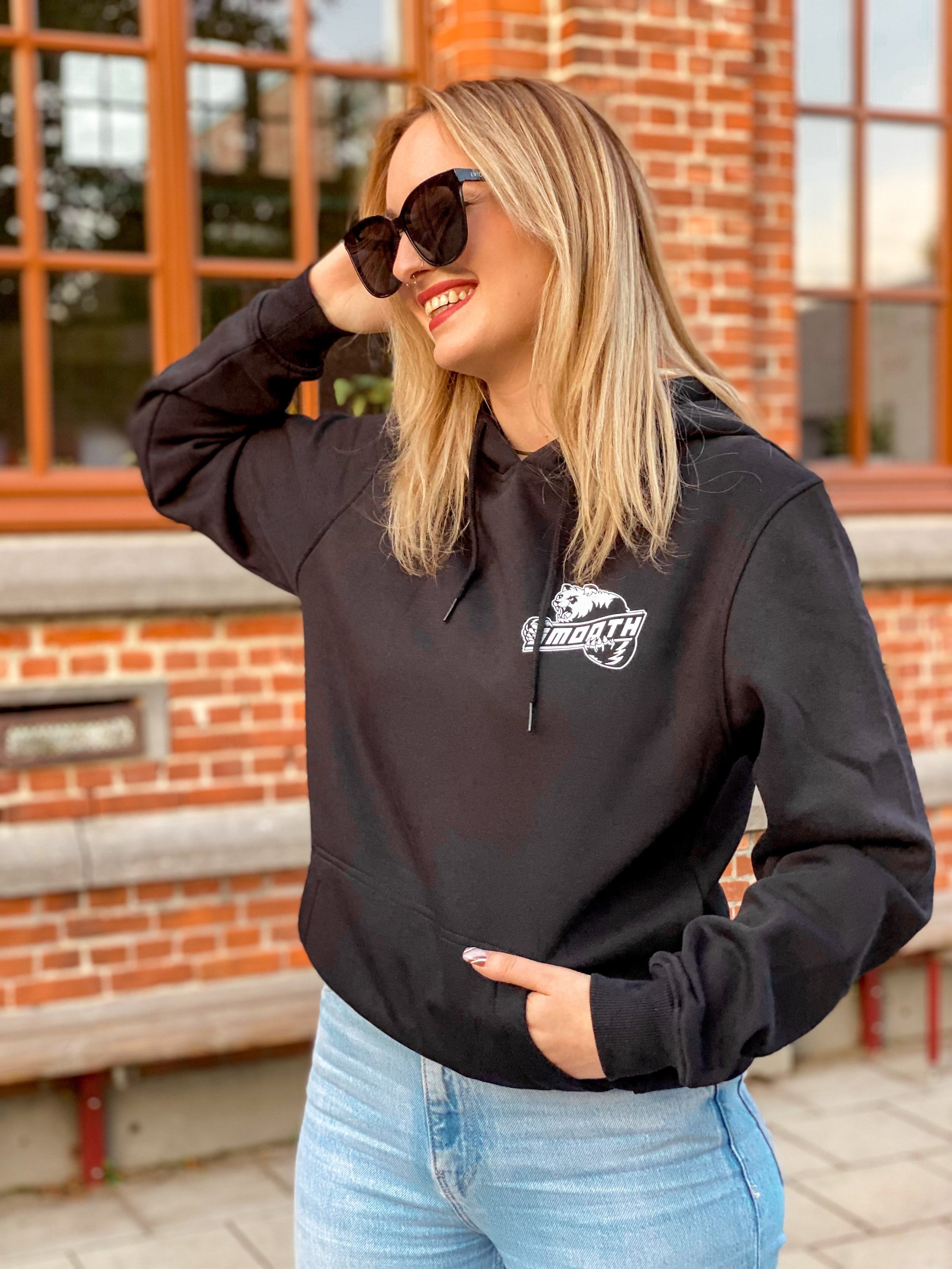 Black Hoodie / Bad Panda White Front+Back Women