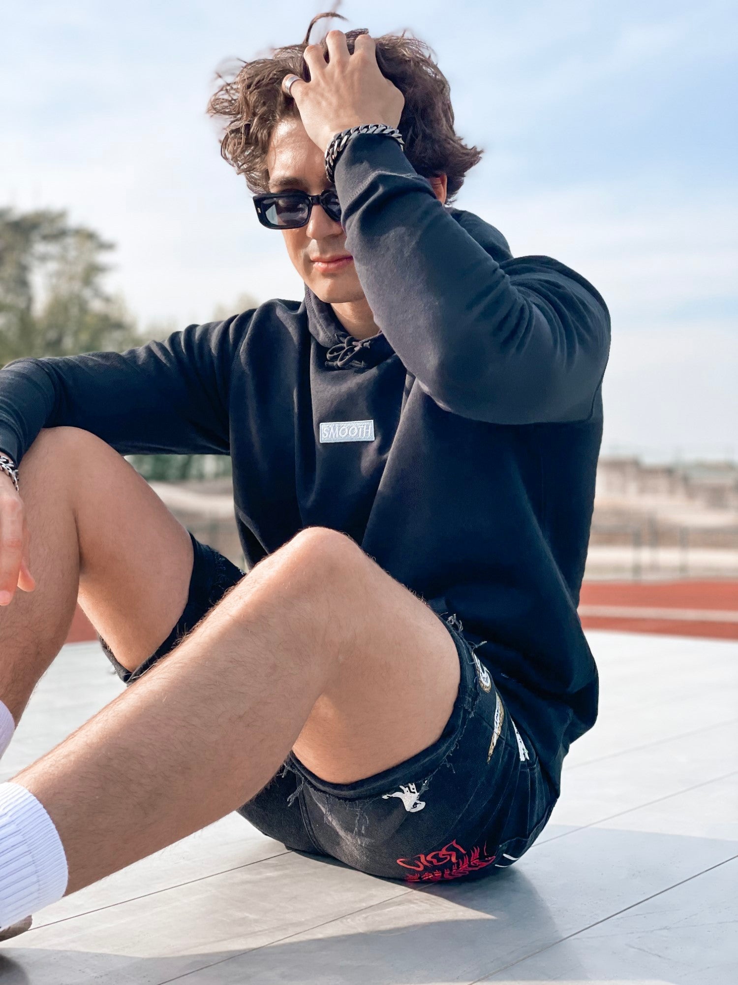 Black Hoodie / Sky Blue Box Men