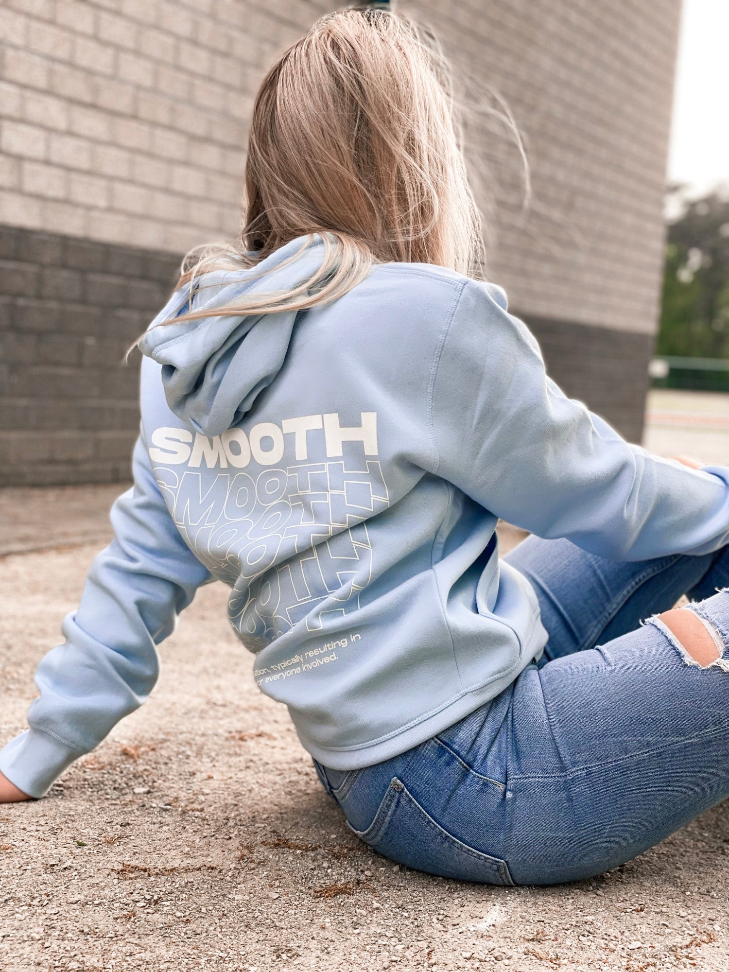 Sky Blue Hoodie / Warp White Women