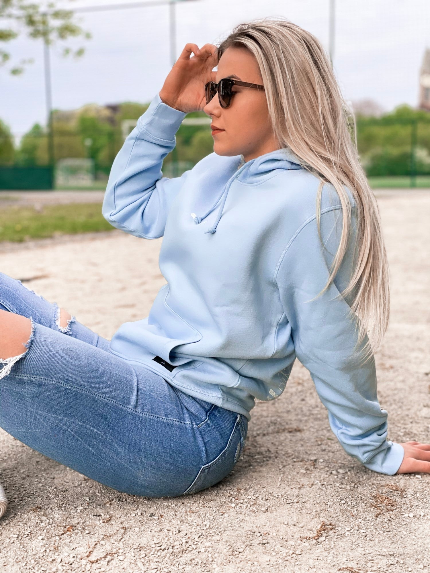 Sky Blue Hoodie / Warp White Women