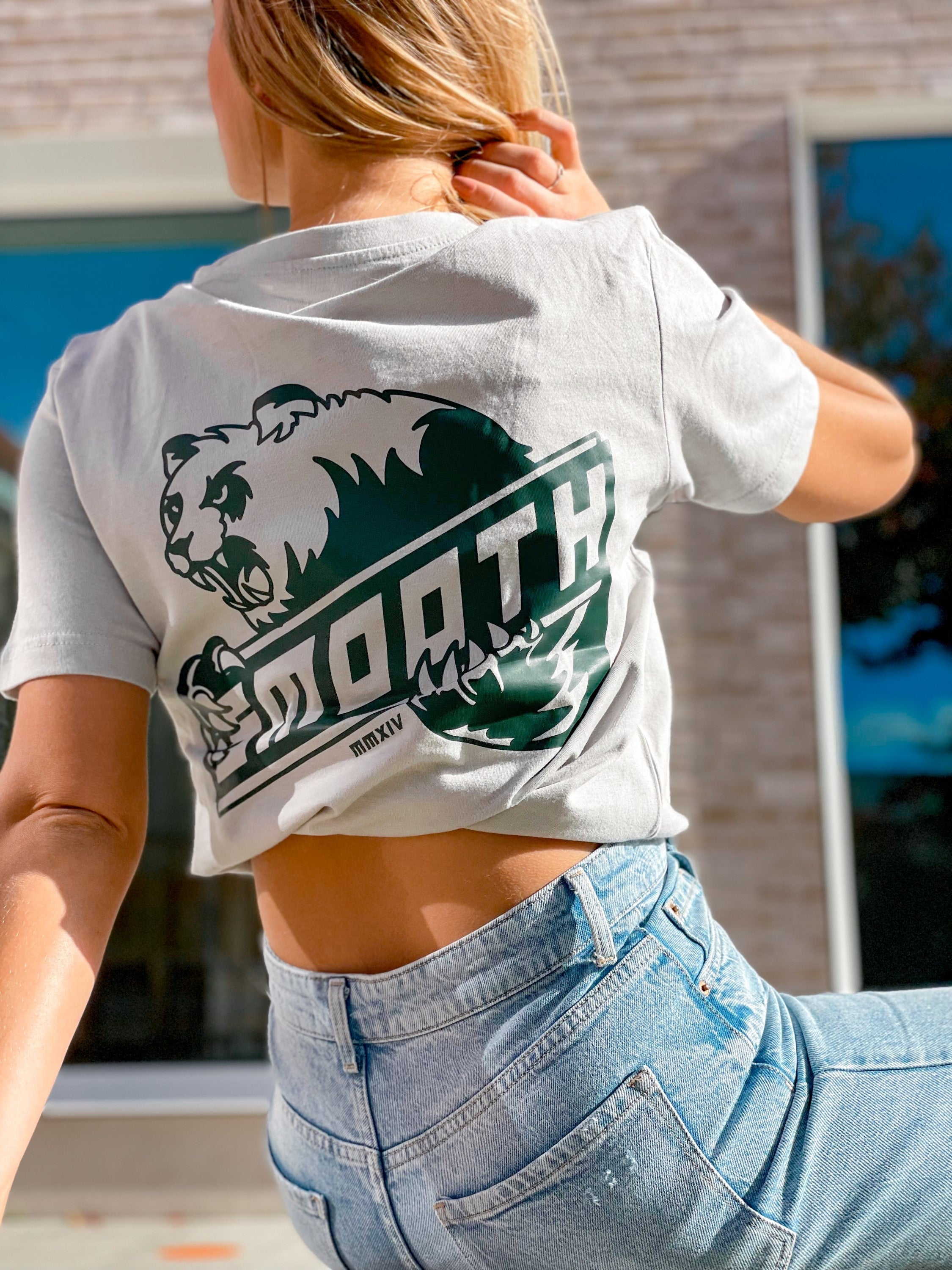 Soft Concrete T / Bad Panda Emerald Front+Back Women