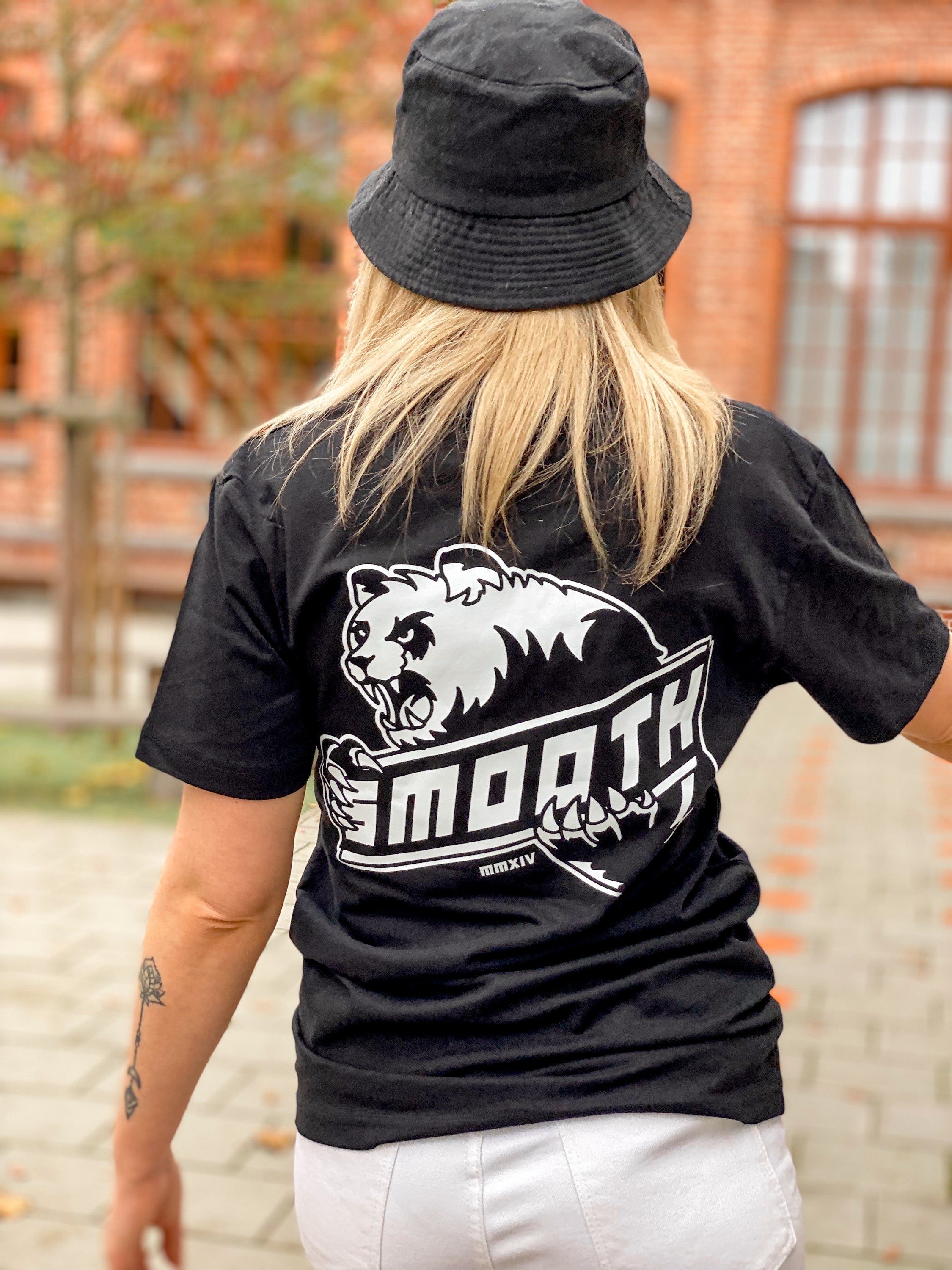 Black T / Bad Panda White Front+Back Women