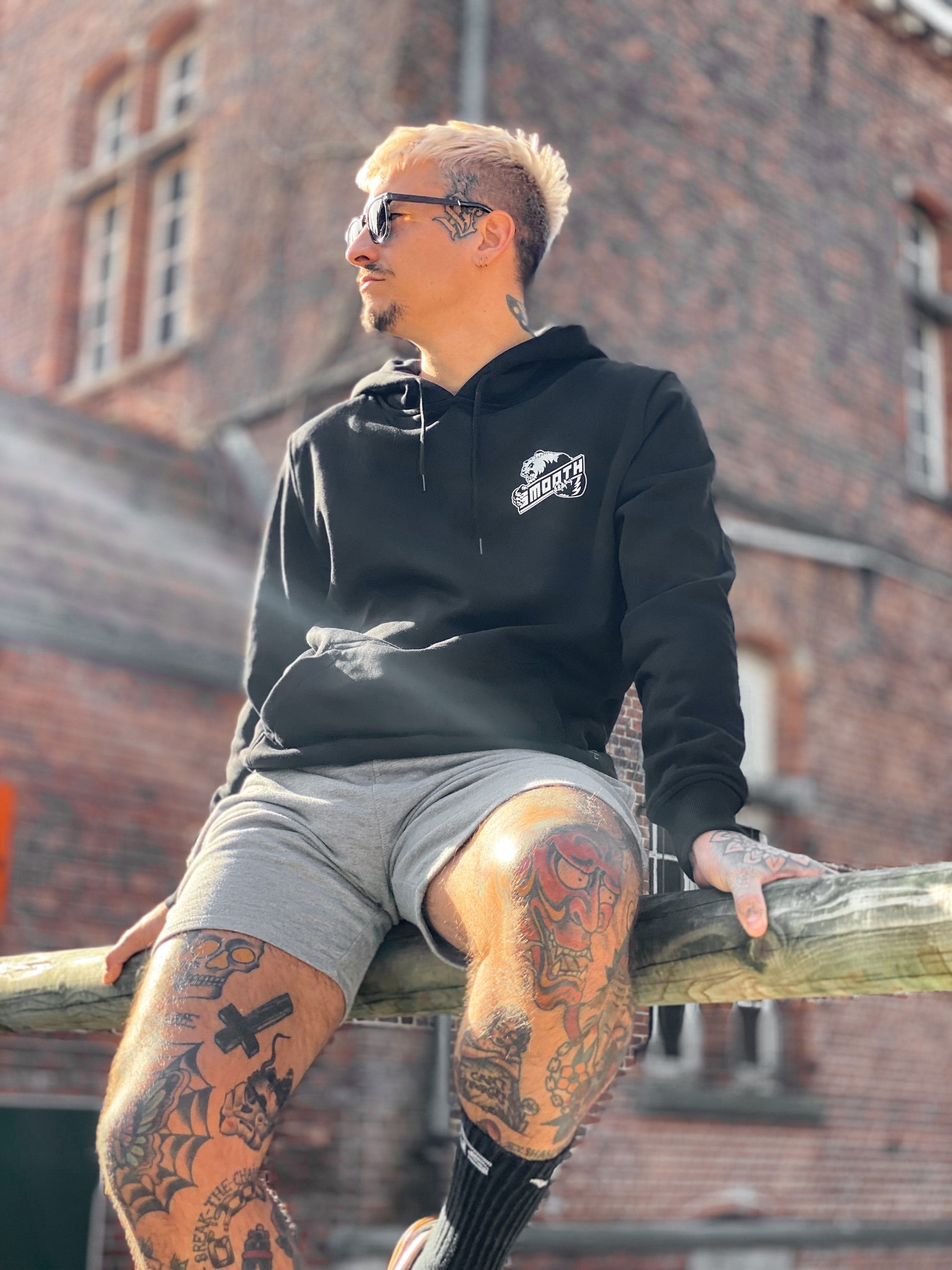 Black Hoodie / Bad Panda White Front+Back Men