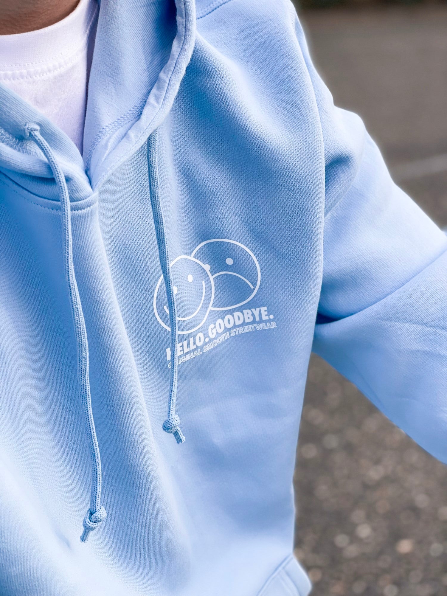 Sky Blue Hoodie / Smiles White Front+Back Men