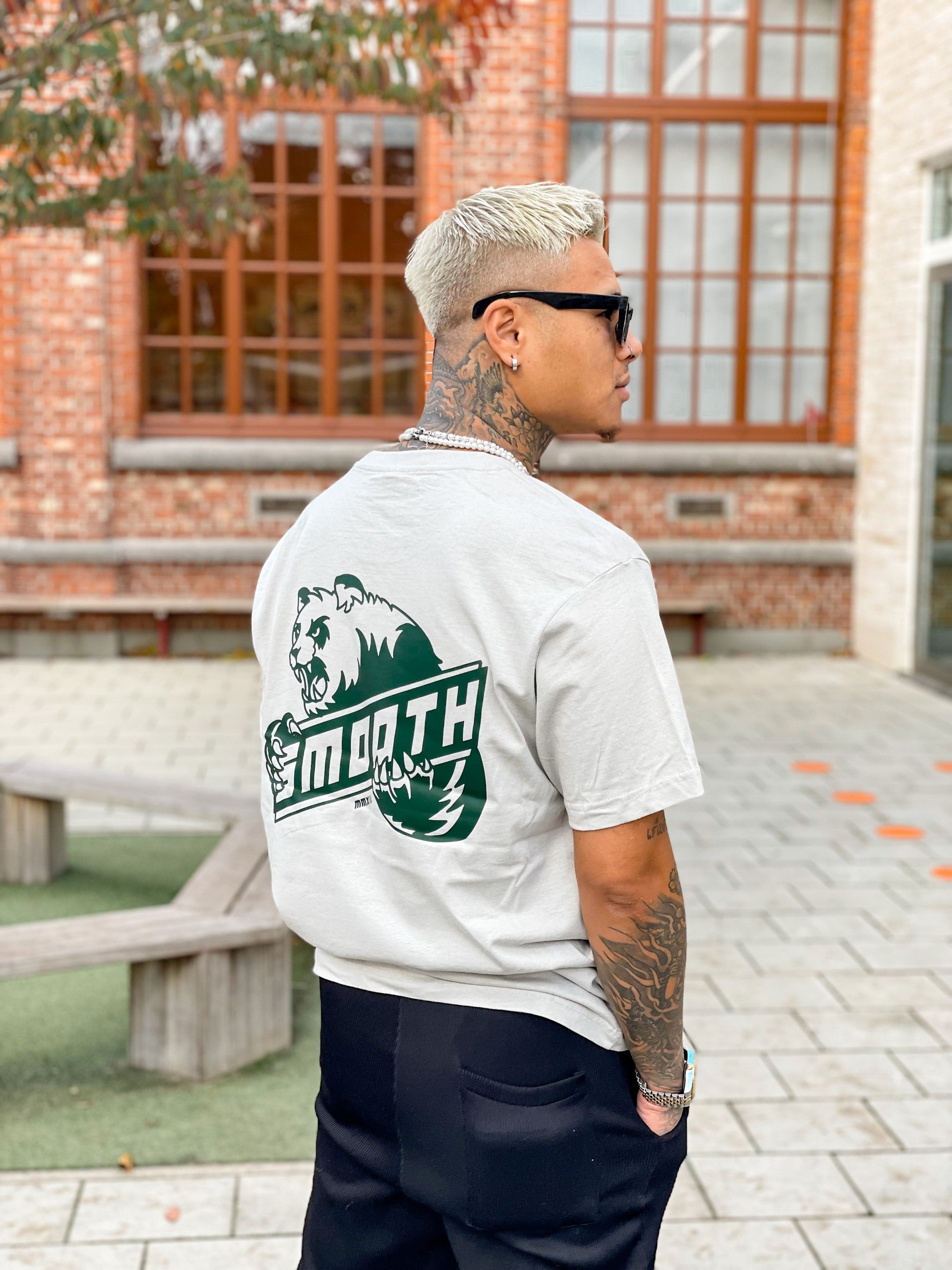 Soft Concrete T / Bad Panda Emerald Front+Back Men
